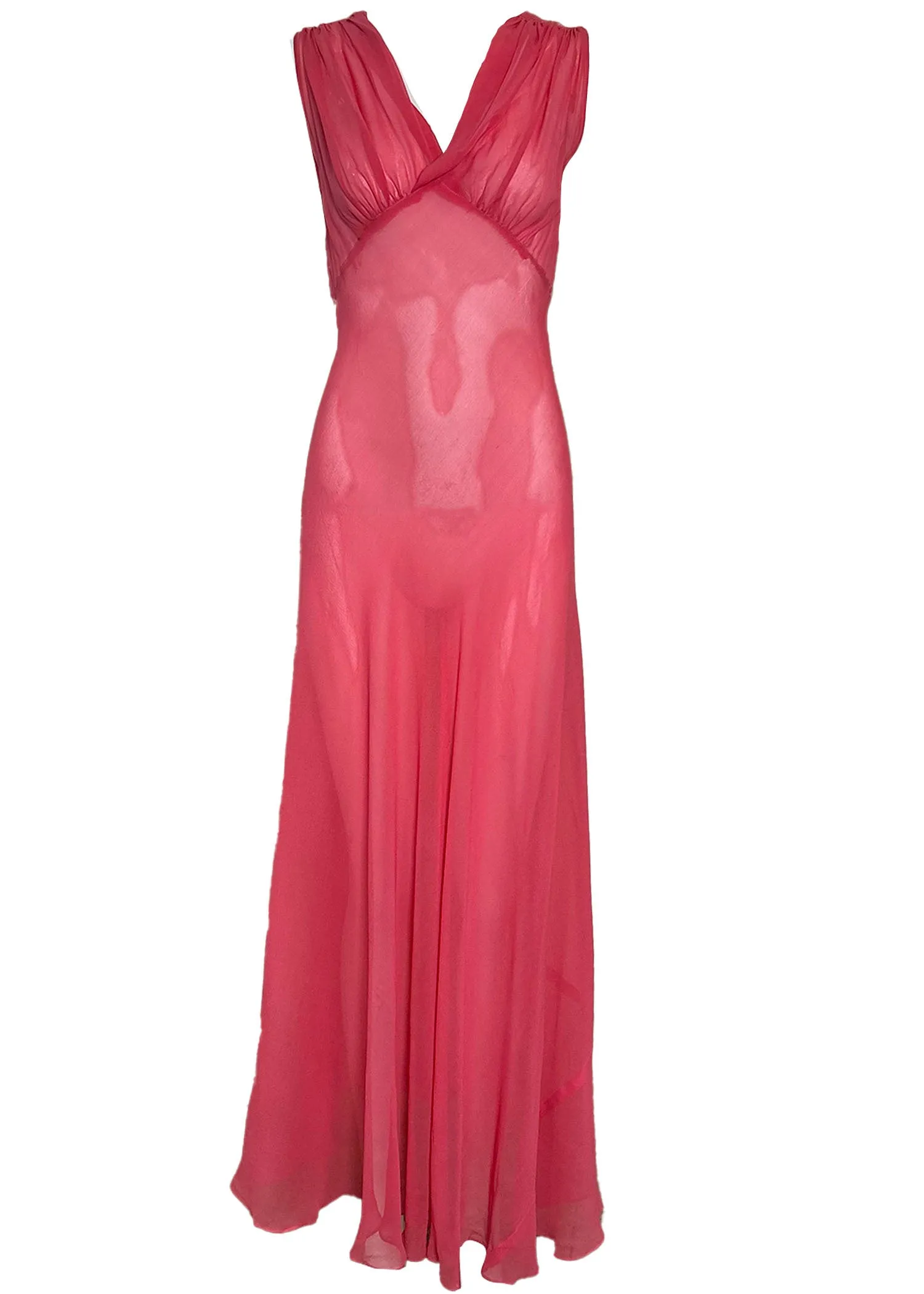 30s Bubblegum Pink Chiffon Gown