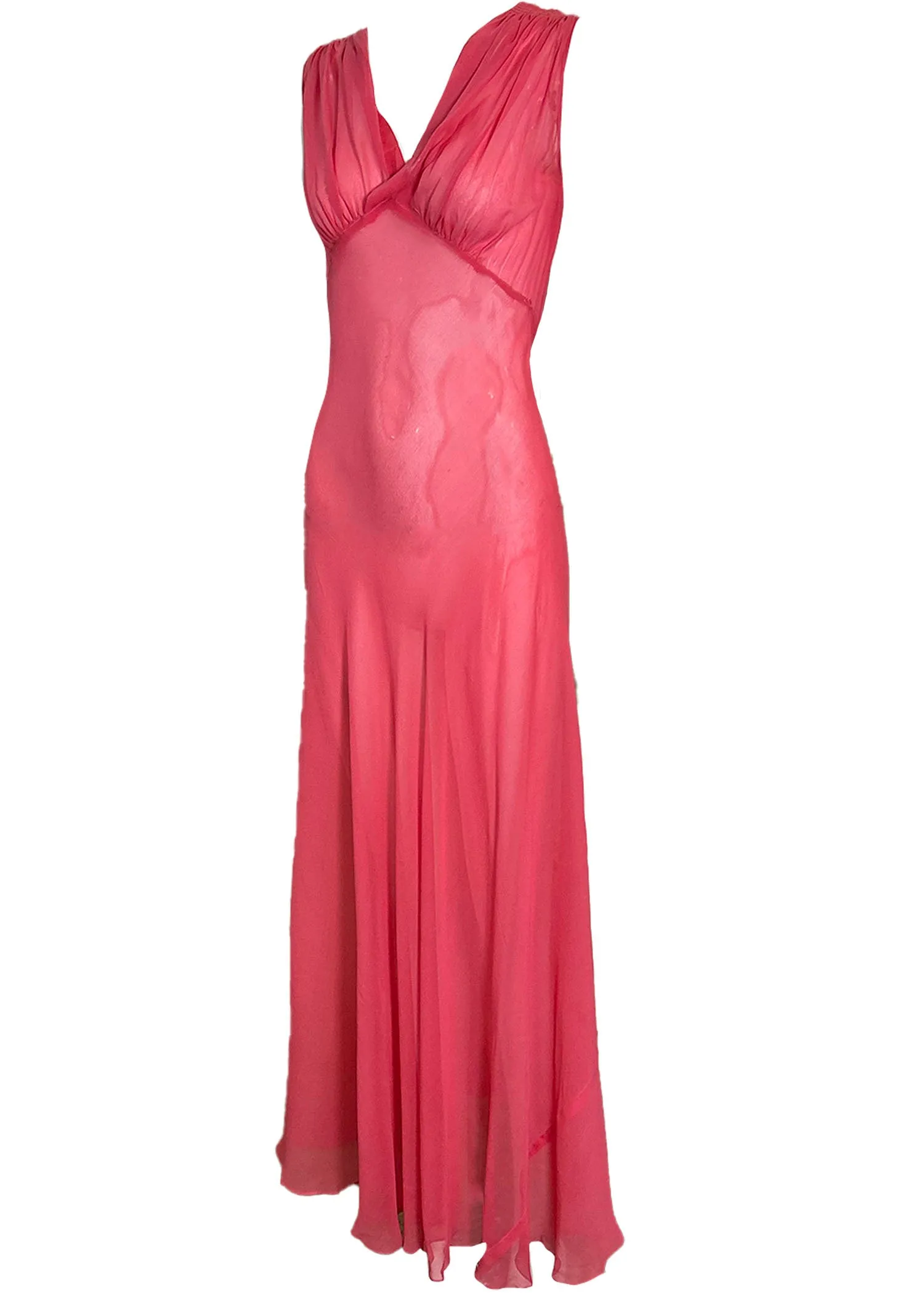 30s Bubblegum Pink Chiffon Gown