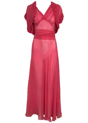 30s Bubblegum Pink Chiffon Gown