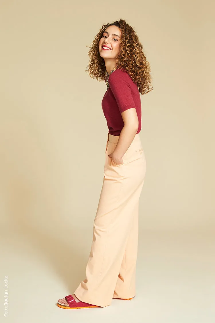 40-3 APRICOT Pleated high-rise wide trousers