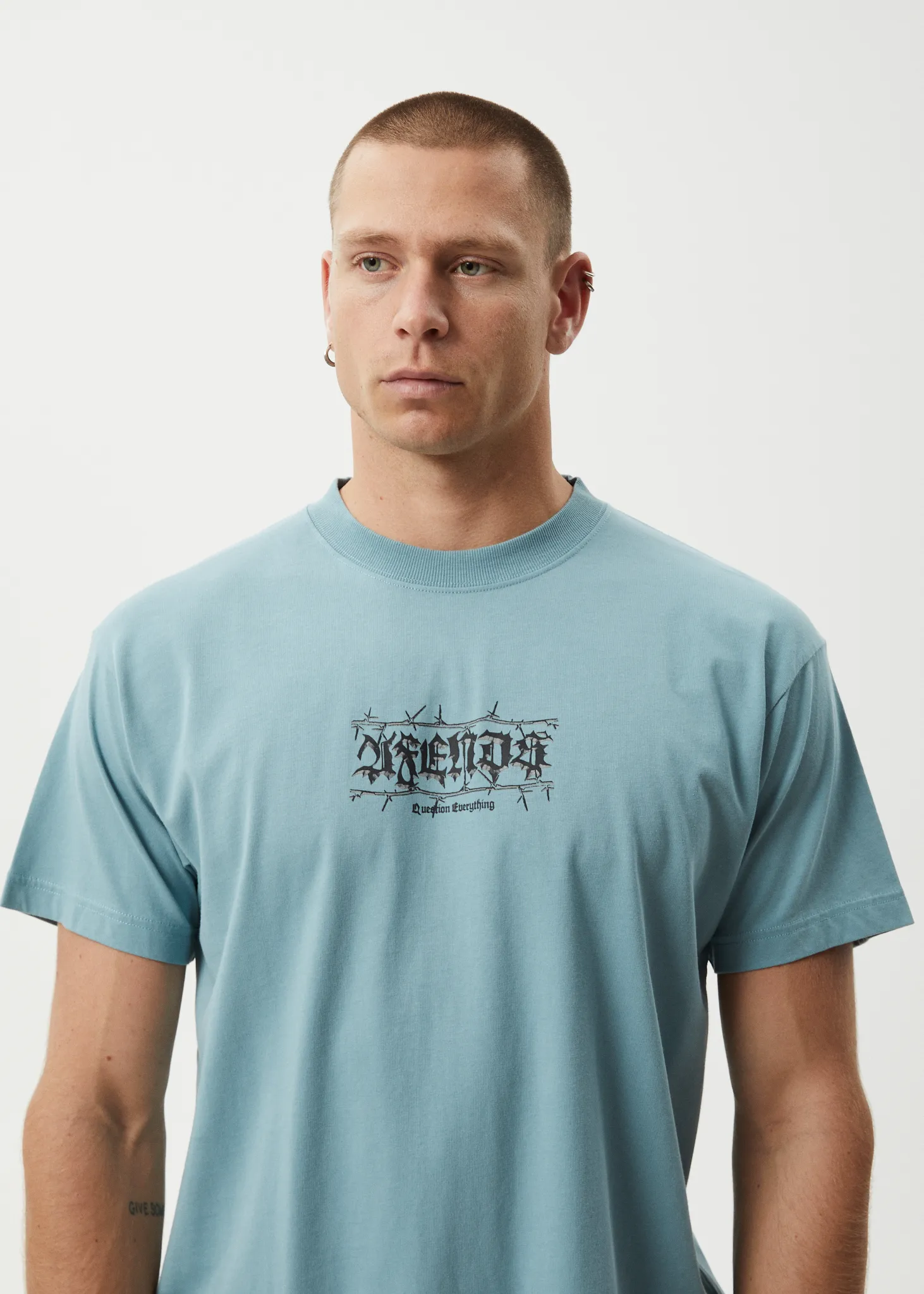 AFENDS Mens Thorny - Boxy Fit Tee - Ocean Spray