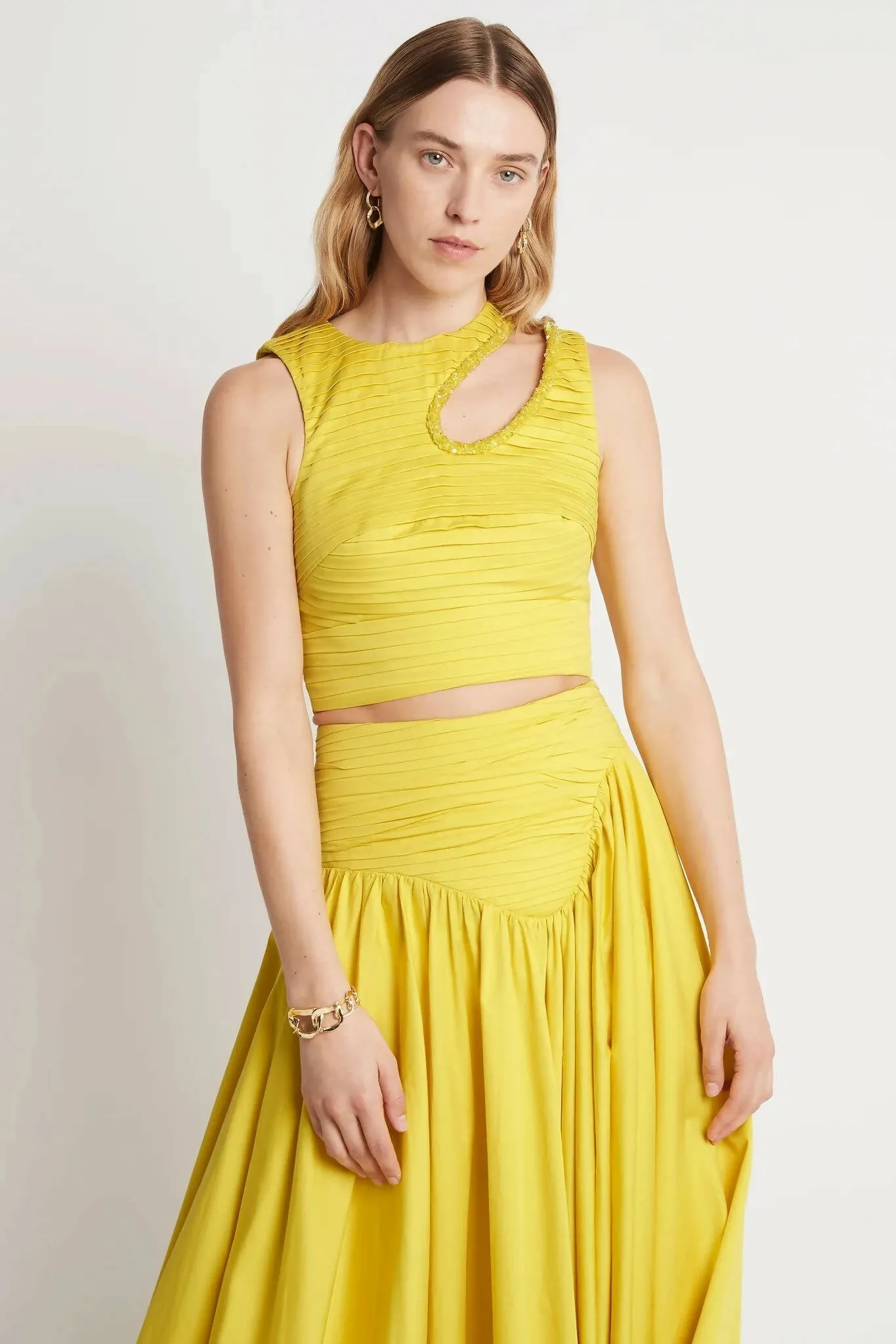 Aje Jolie Abstract Cut Out Top & Jolie Asymmetric Midi Skirt