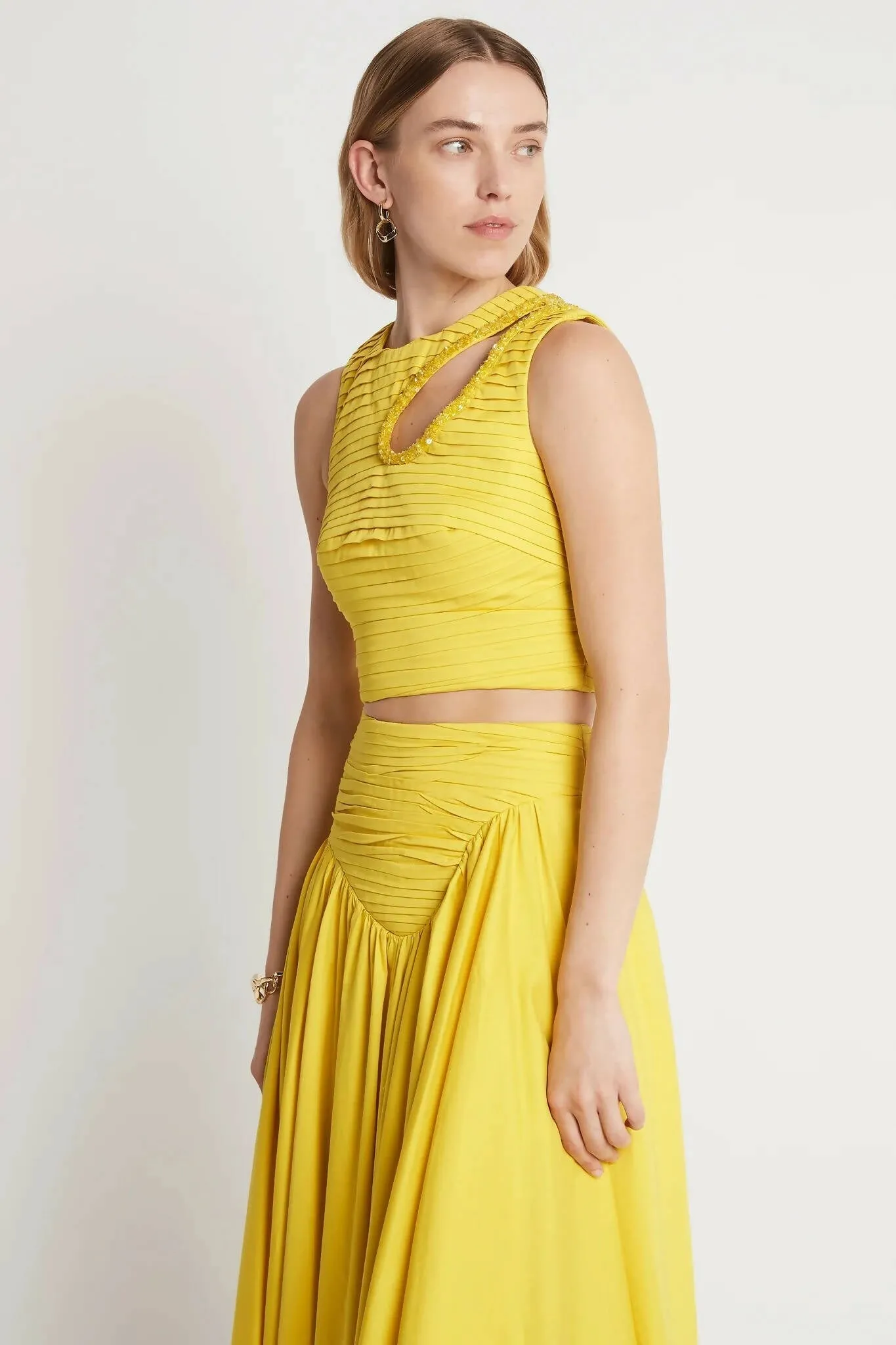 Aje Jolie Abstract Cut Out Top & Jolie Asymmetric Midi Skirt