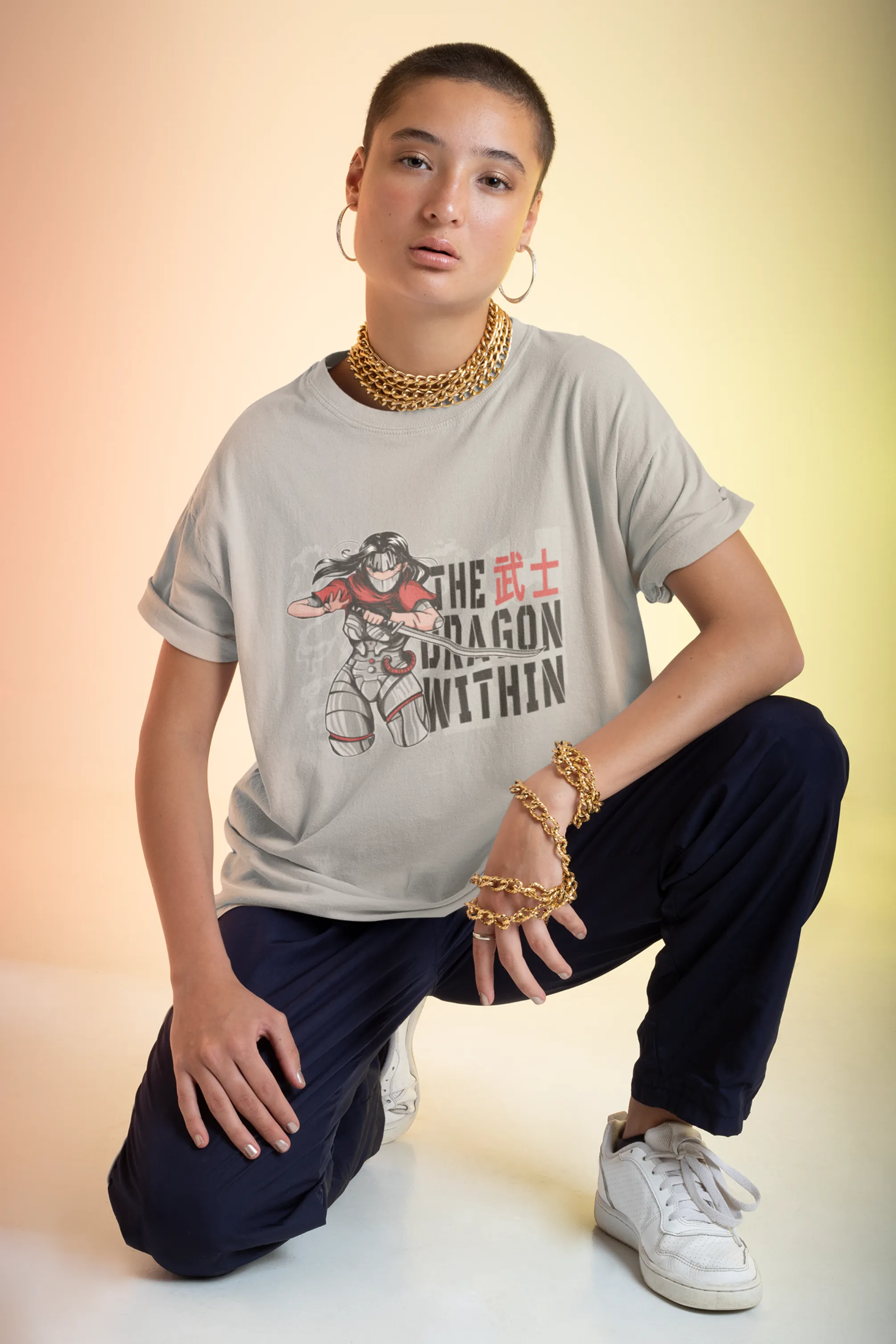 Anime The Dragon Printed Oversized T-shirt for women