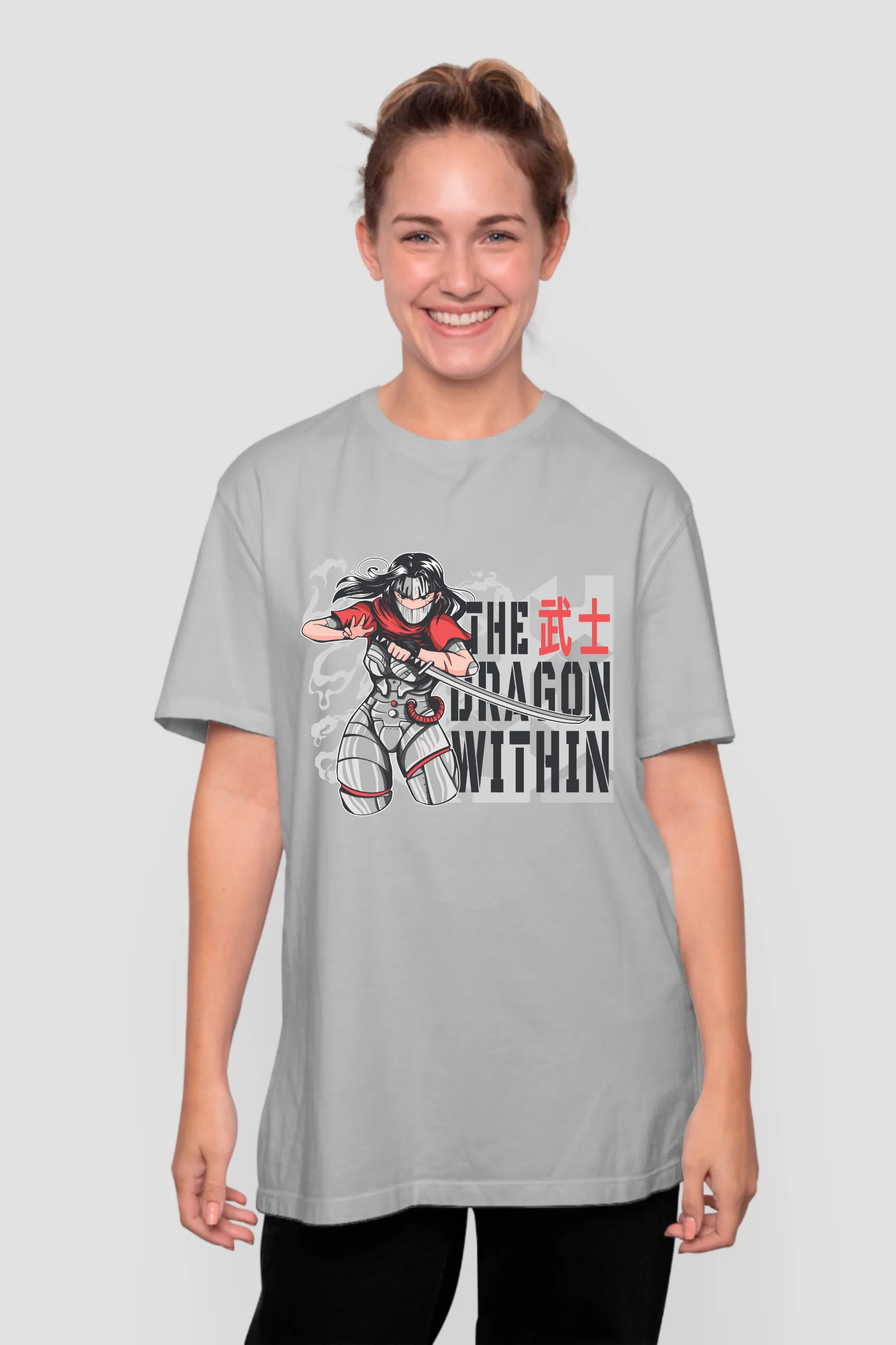 Anime The Dragon Printed Oversized T-shirt for women