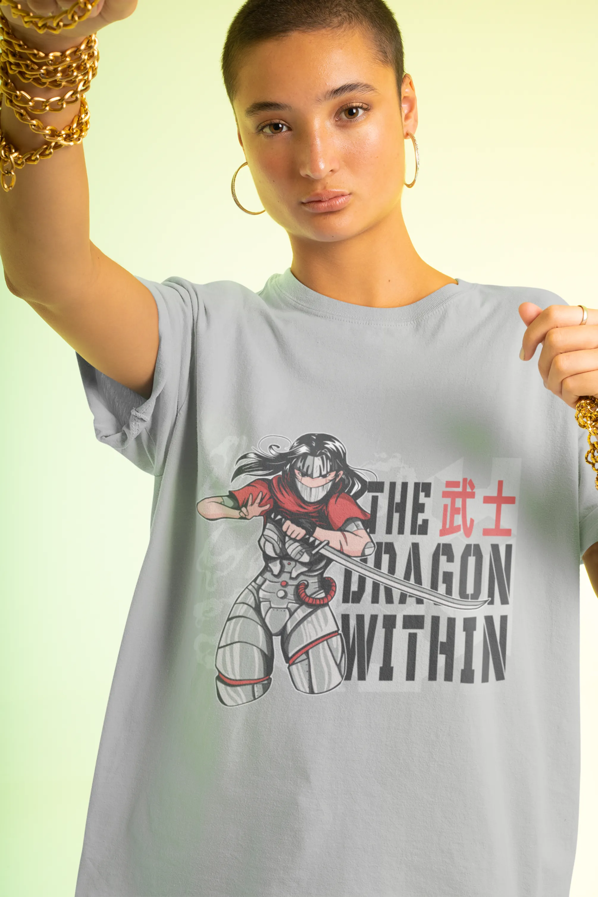 Anime The Dragon Printed Oversized T-shirt for women