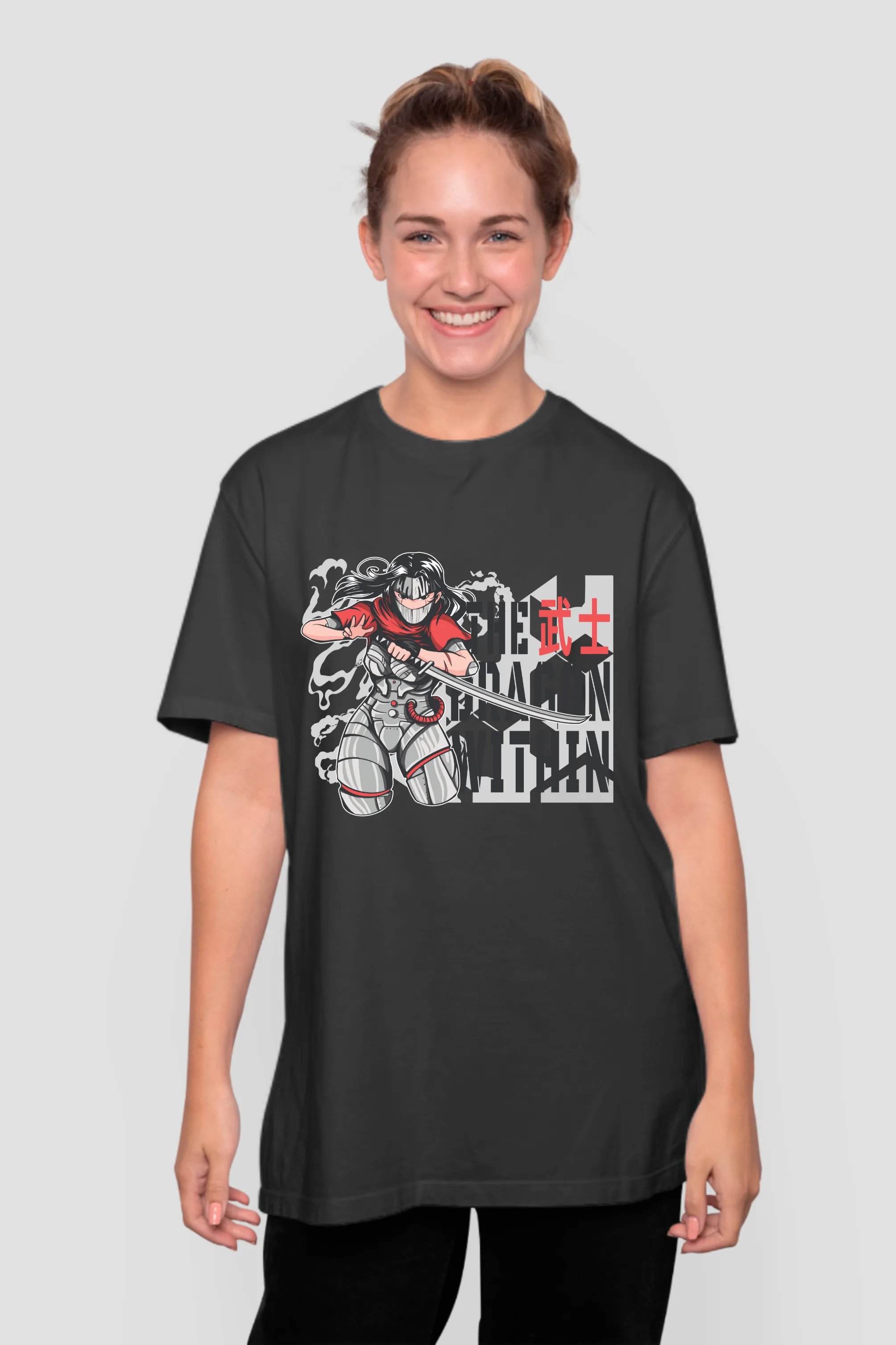 Anime The Dragon Printed Oversized T-shirt for women