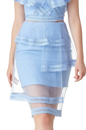 AW'18 Lace Tiered Skirt - Blue
