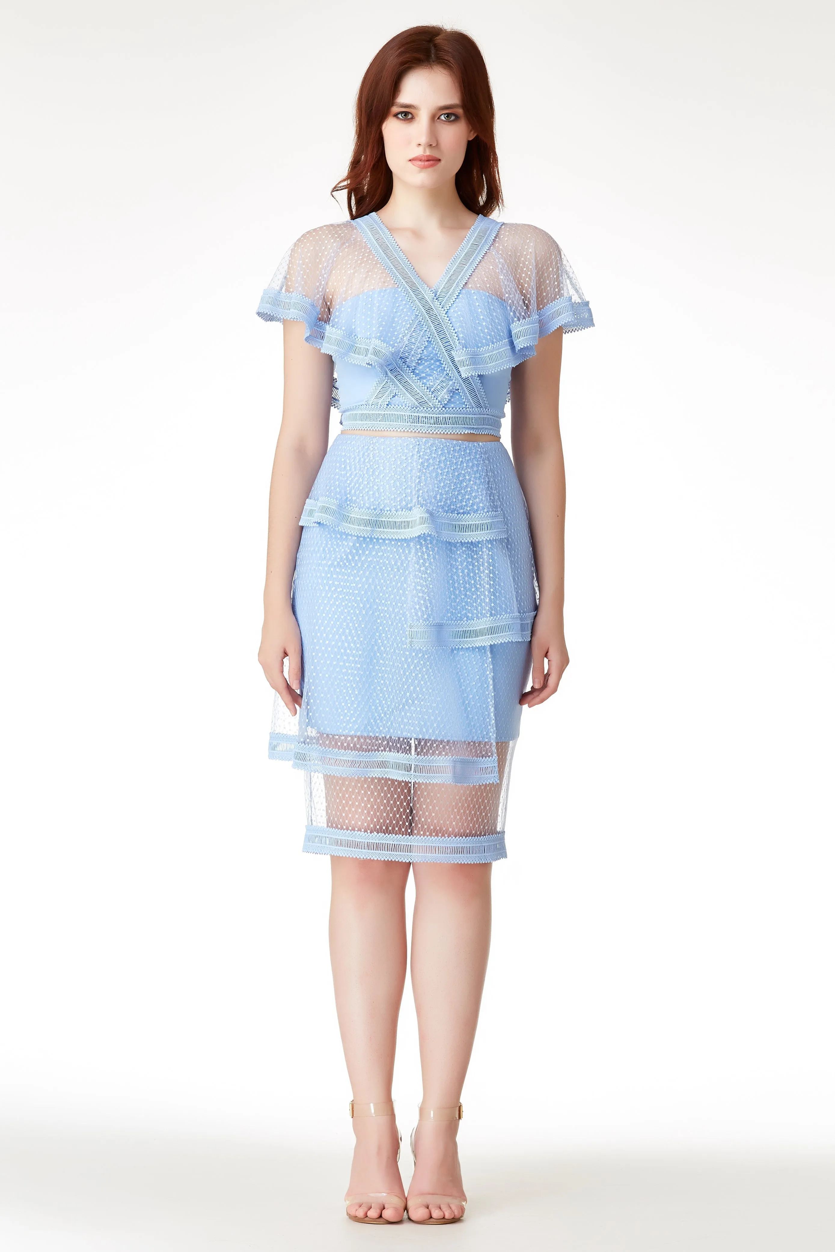 AW'18 Lace Tiered Skirt - Blue
