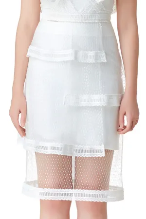 AW'18 Lace Tiered Skirt - White