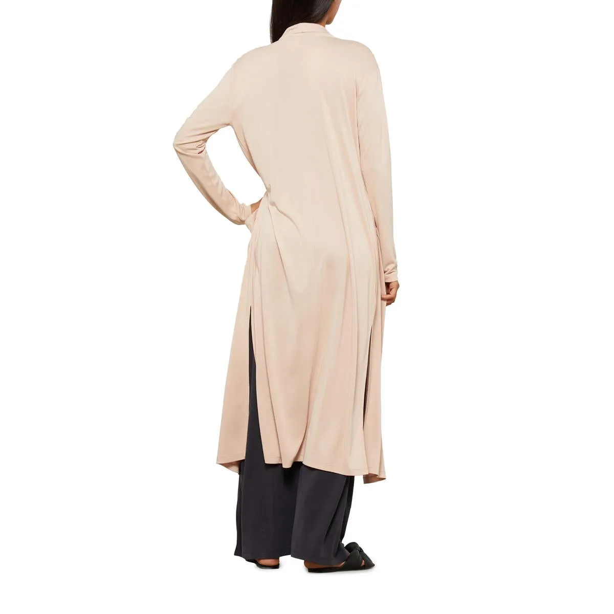 BCBGMAXAZRIA Lightweight Long Jacket for Women - Open Front Draped Duster