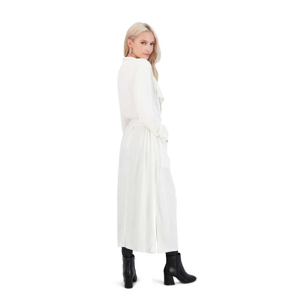 BCBGMAXAZRIA Lightweight Long Jacket for Women - Open Front Draped Duster
