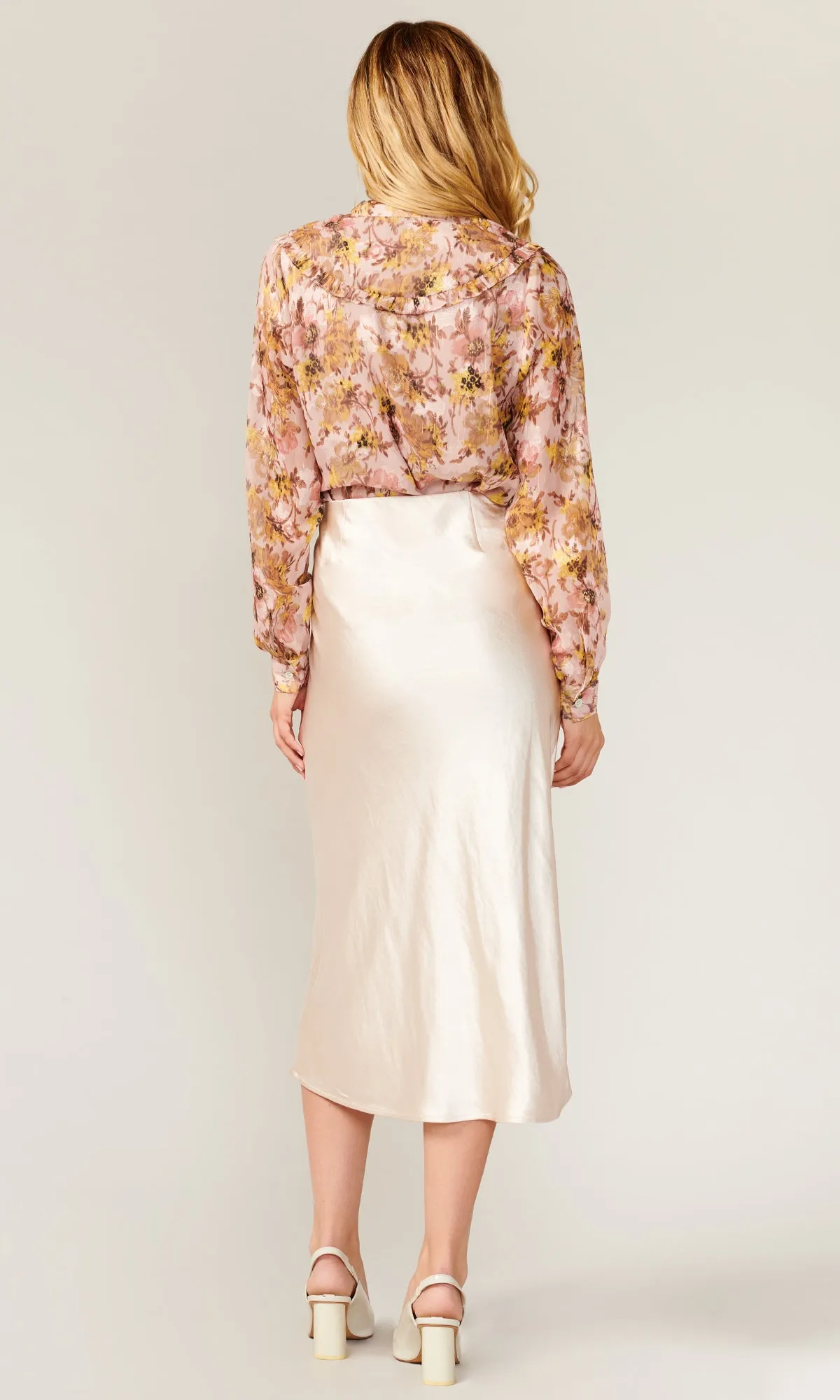 Bella Yoke Button Front Jacquard Blouse - FINAL SALE