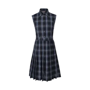 Belted Checked Midi Dress