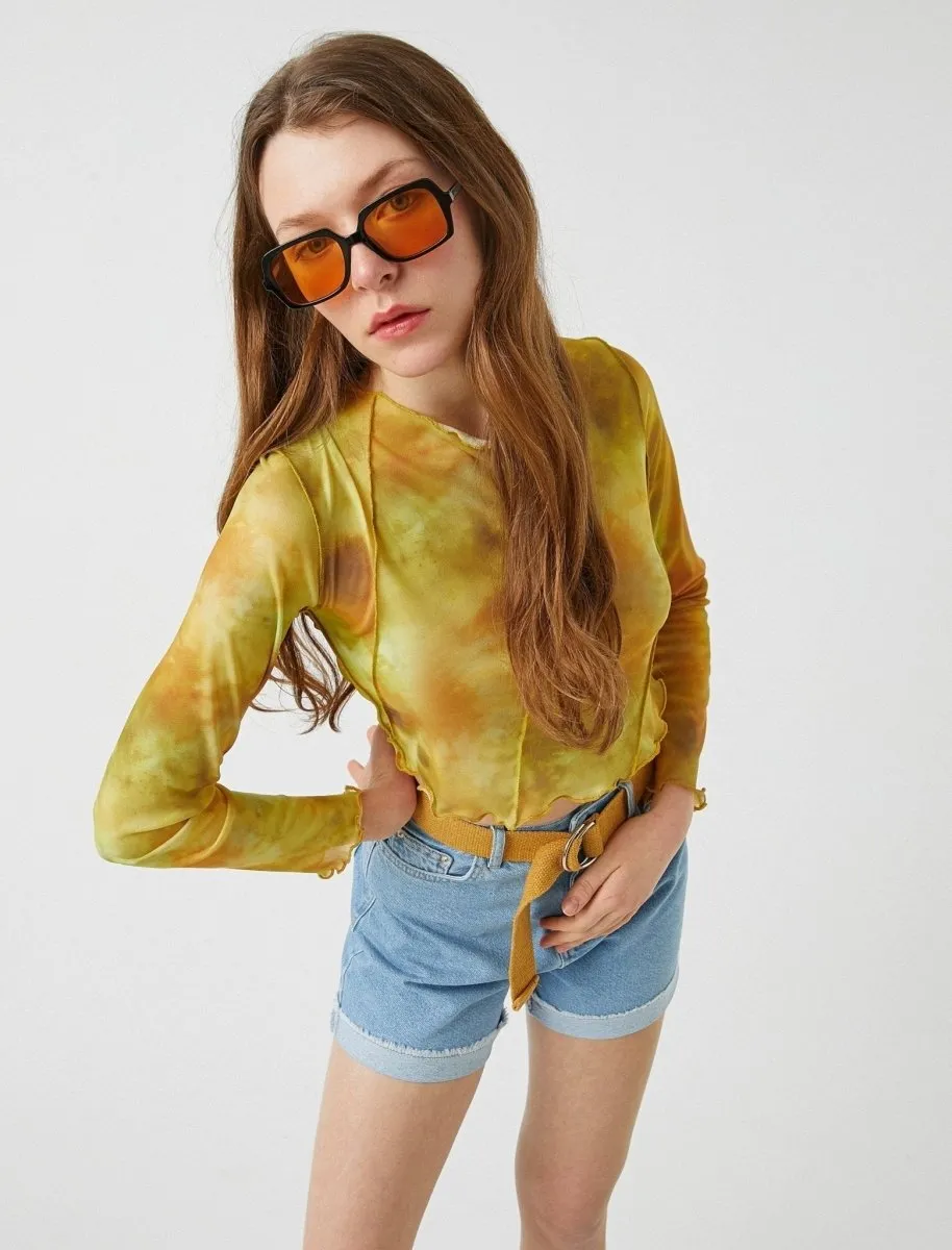 Belted Roll Up Denim Shorts in Light Wash