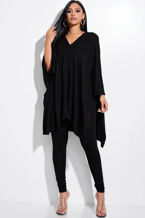 Black Flowy Top & Leggings Set