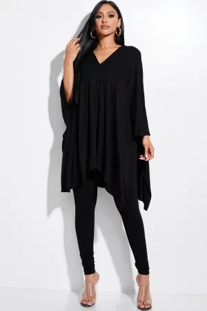 Black Flowy Top & Leggings Set