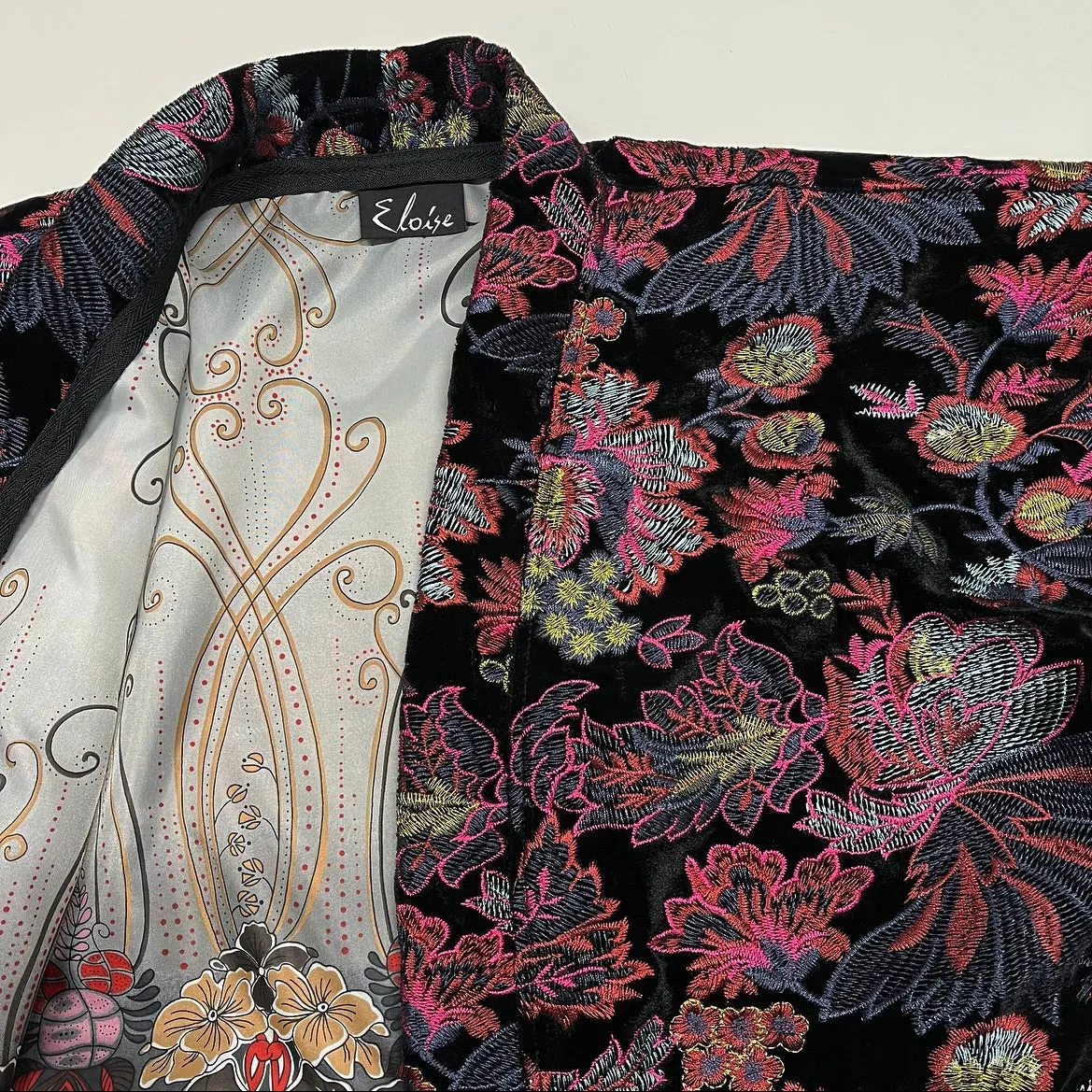 Bolero Jacket - Floral embroidered black velvet