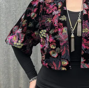 Bolero Jacket - Floral embroidered black velvet