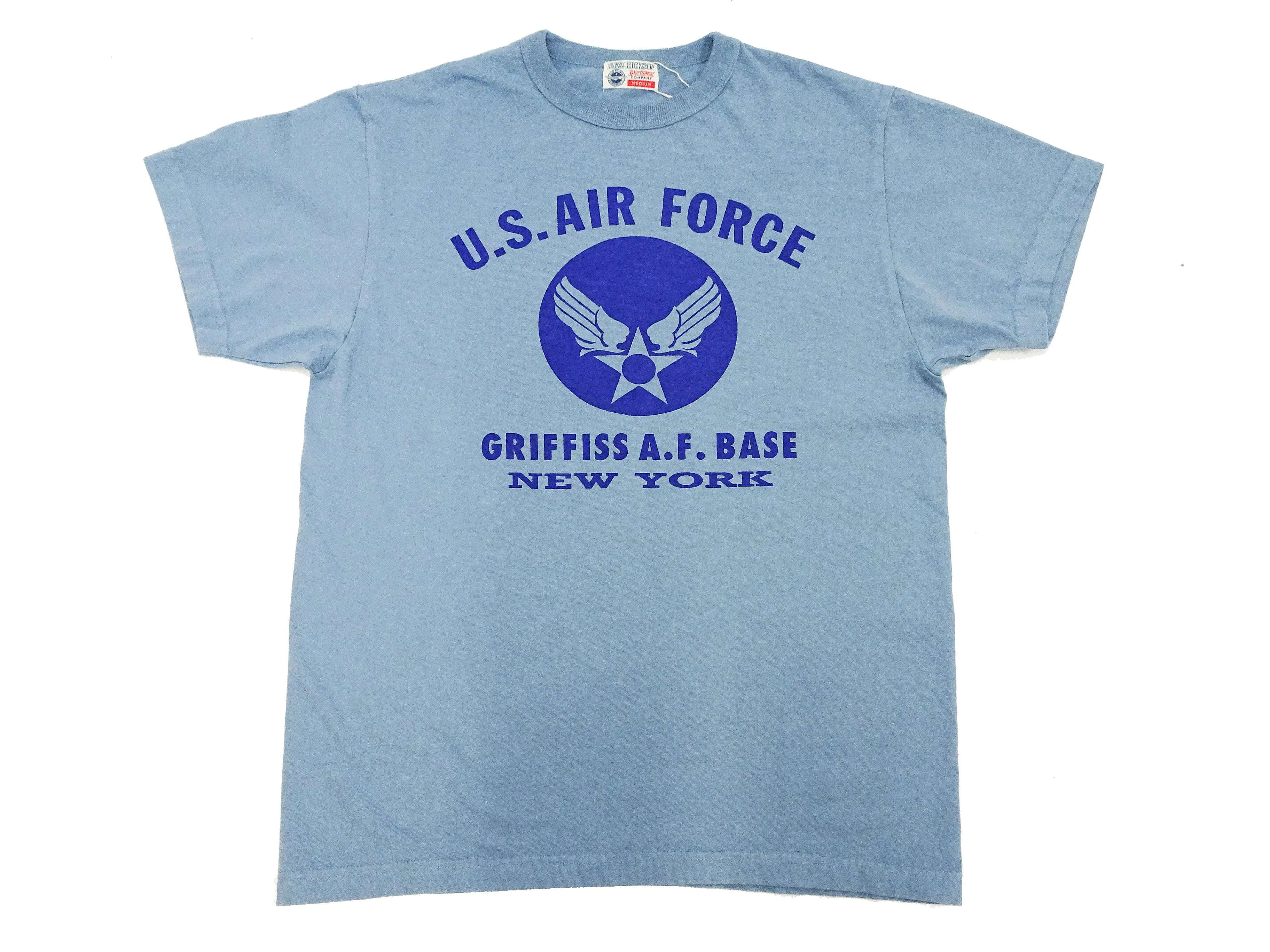 Buzz Rickson T-shirt Men's Griffiss Air Force Base Military Graphic Short Sleeve Loopwheeled Tee BR79343 122 Greyish-Blue