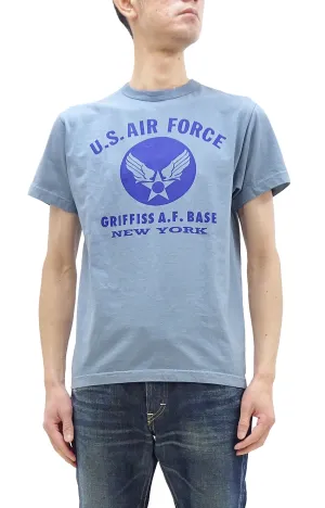 Buzz Rickson T-shirt Men's Griffiss Air Force Base Military Graphic Short Sleeve Loopwheeled Tee BR79343 122 Greyish-Blue