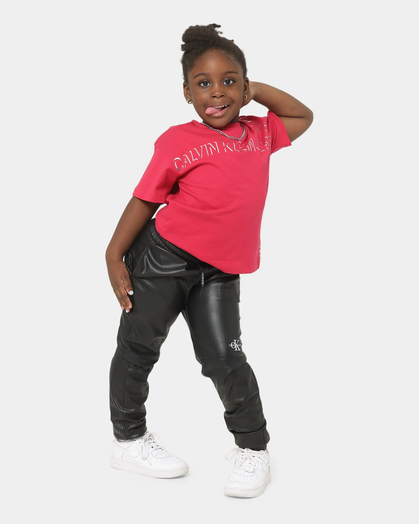 Calvin Klein Kids' Linear Lines Logo T-Shirt Raspberry Smoothie
