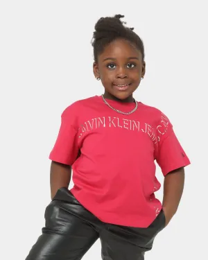 Calvin Klein Kids' Linear Lines Logo T-Shirt Raspberry Smoothie