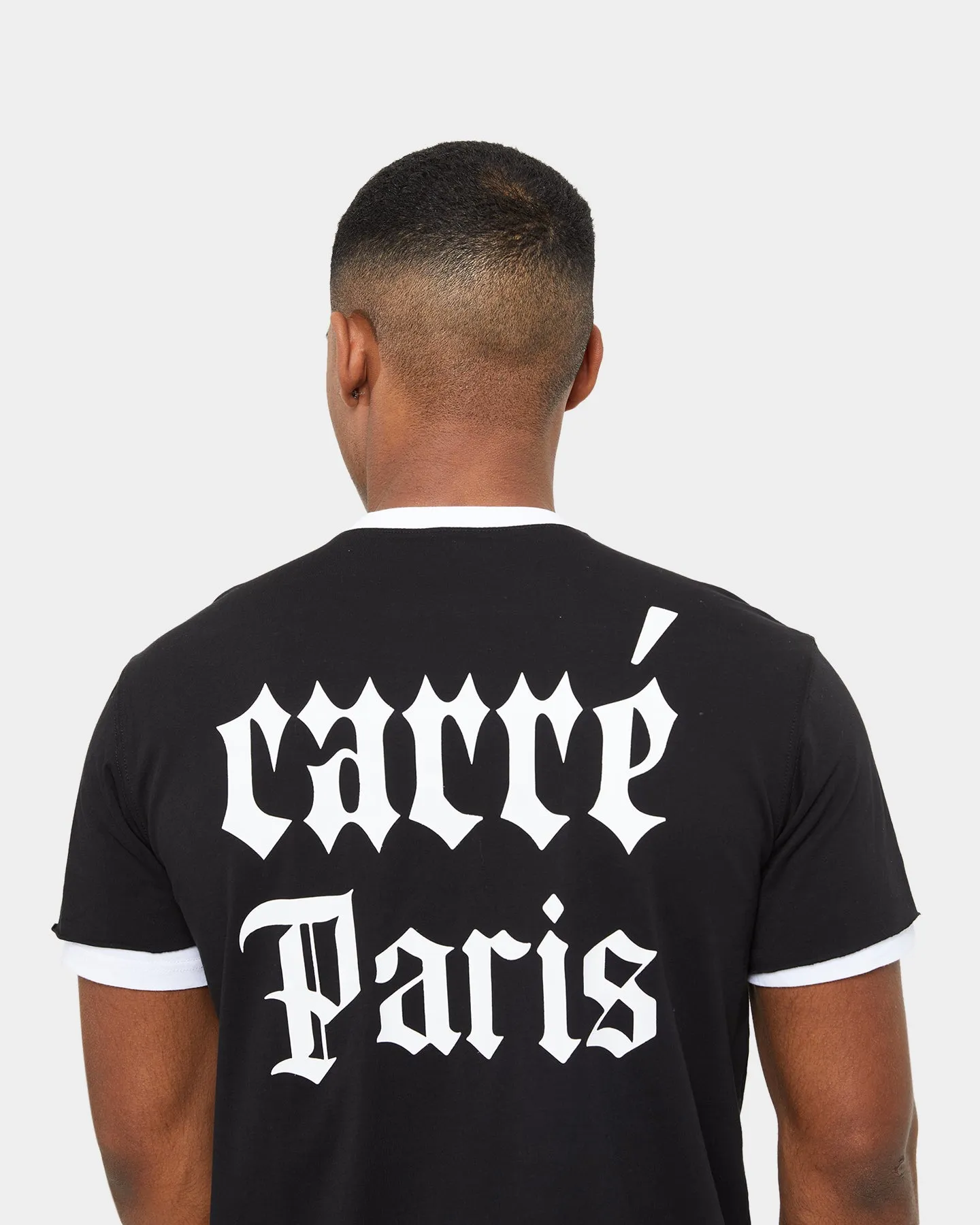 Carre Distressed Ringer Oversized Short Sleeve T-Shirt Black/White
