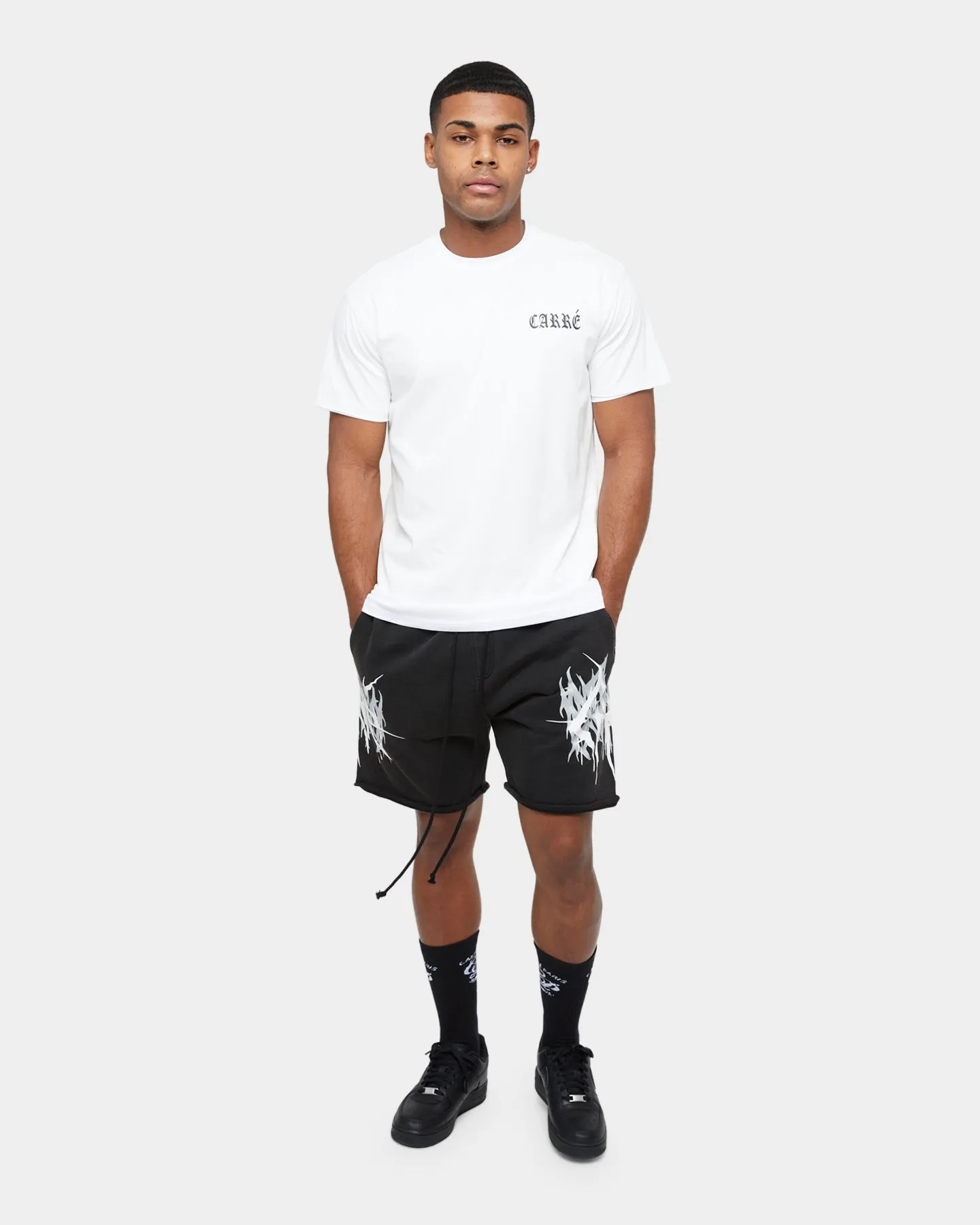 Carre Distressed Ringer Oversized Short Sleeve T-Shirt Off White/White