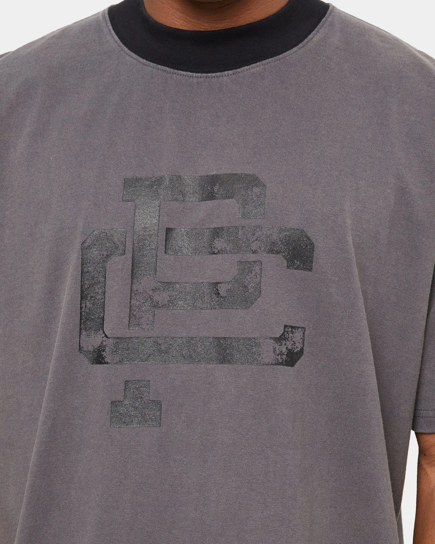 Carre Mono Ringer Oversized Short Sleeve T-Shirt Washed Charcoal