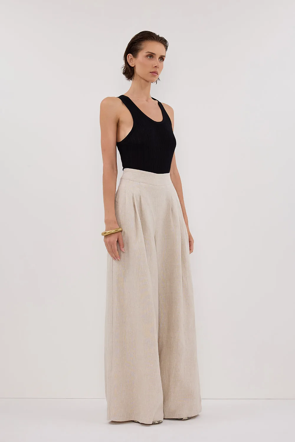 CODY NATURAL WIDE LINEN PANT