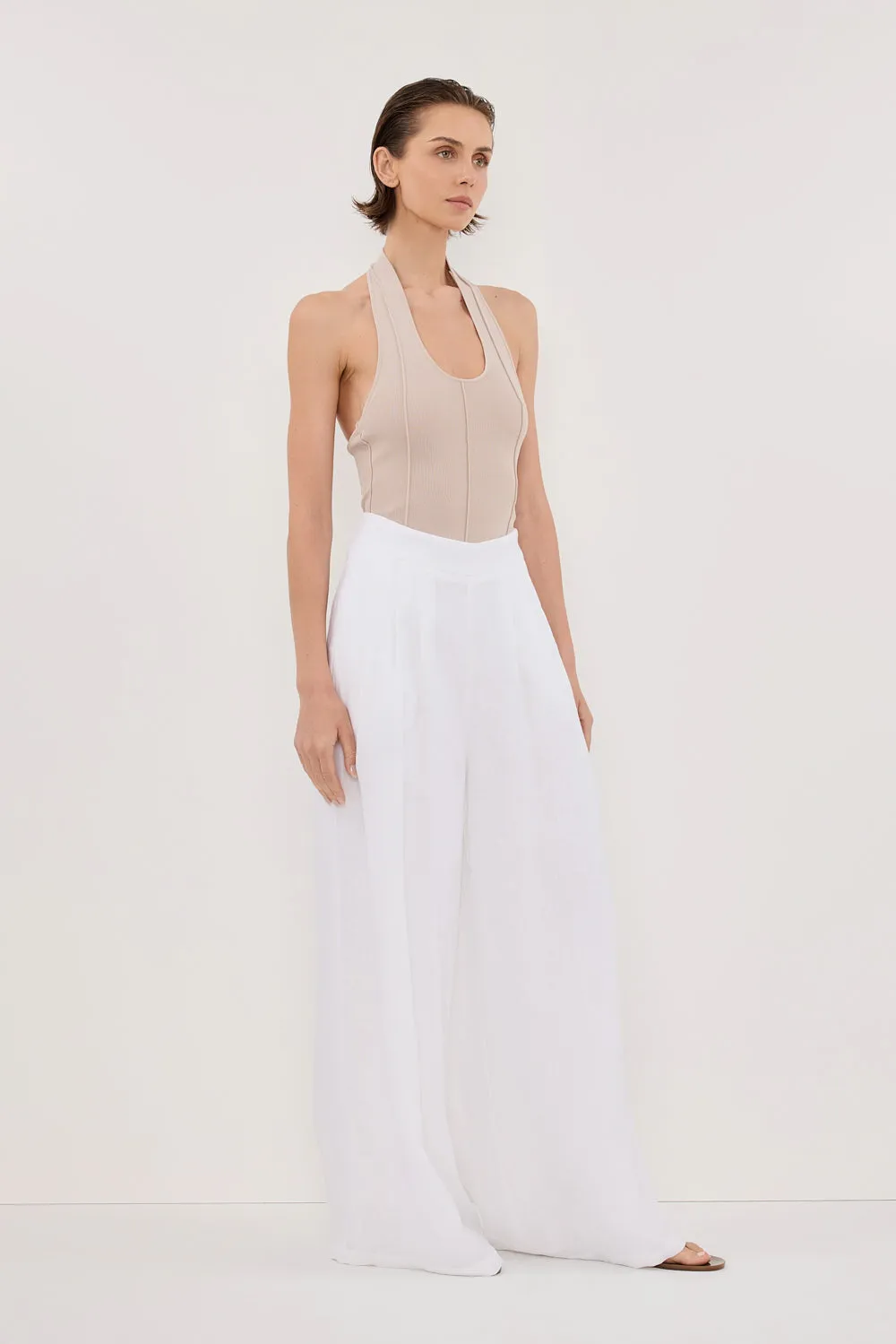 CODY WHITE WIDE LINEN PANT