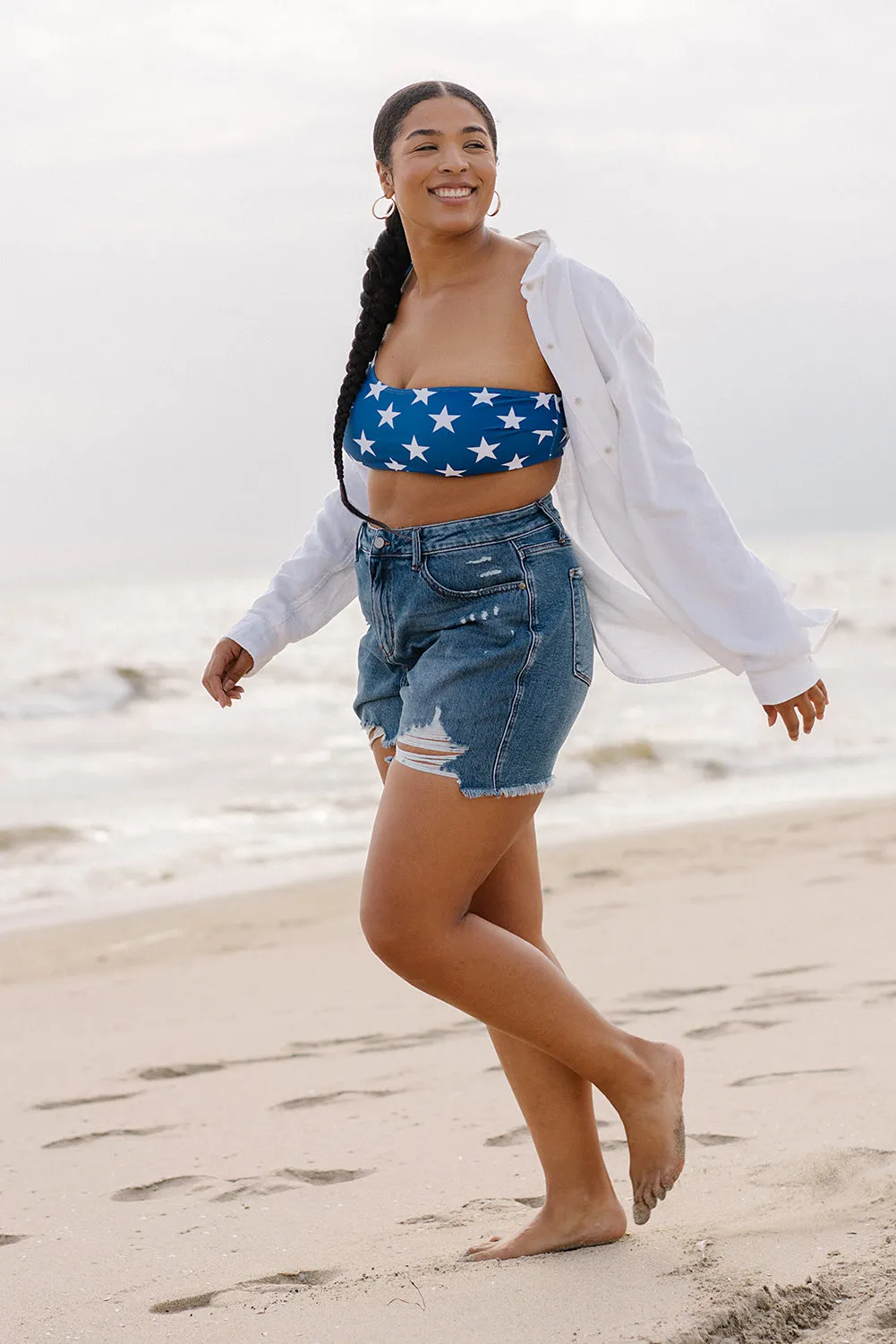 Danielle High Rise Rigid Magic Ripped & Fray Hem Shorts - PLUS