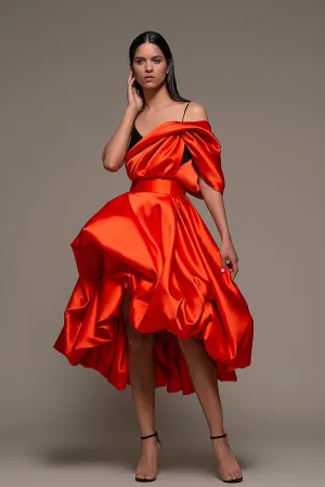 Draped high-Low Midi Dress
