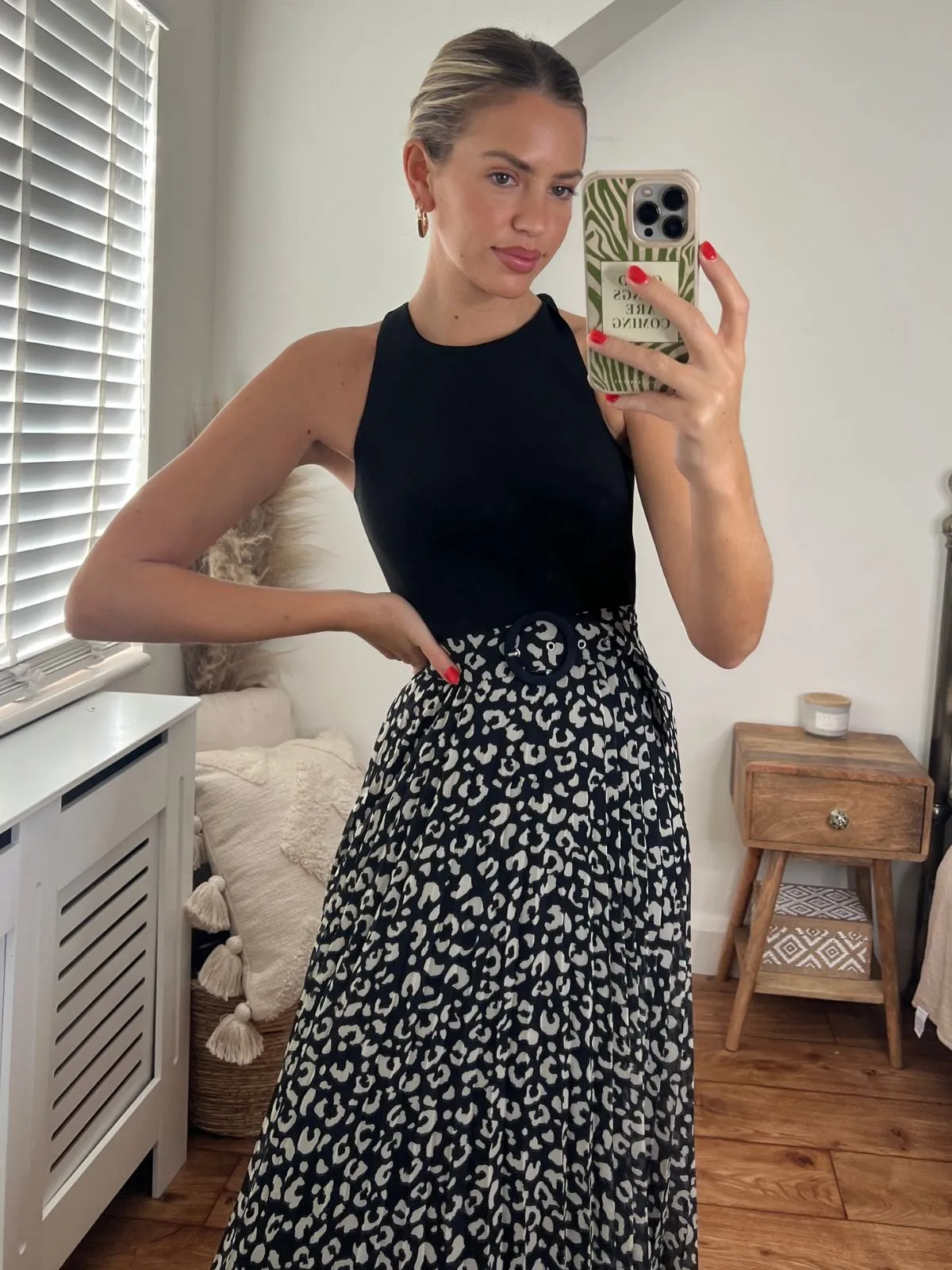 Effie Pleated Midaxi Dress / Mono Animal