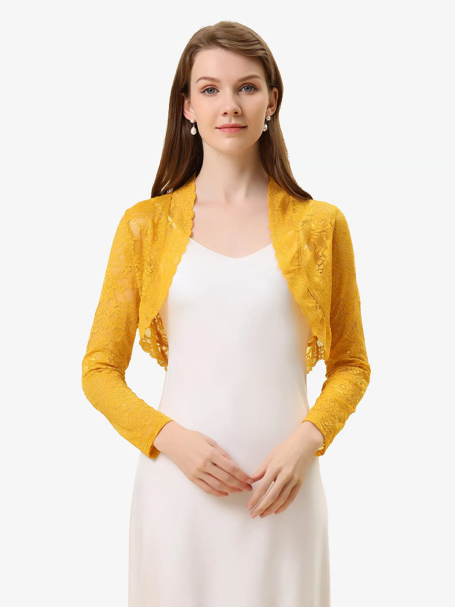 Elegant Sheer Floral Lace Crop Cardigan Bolero Shrug