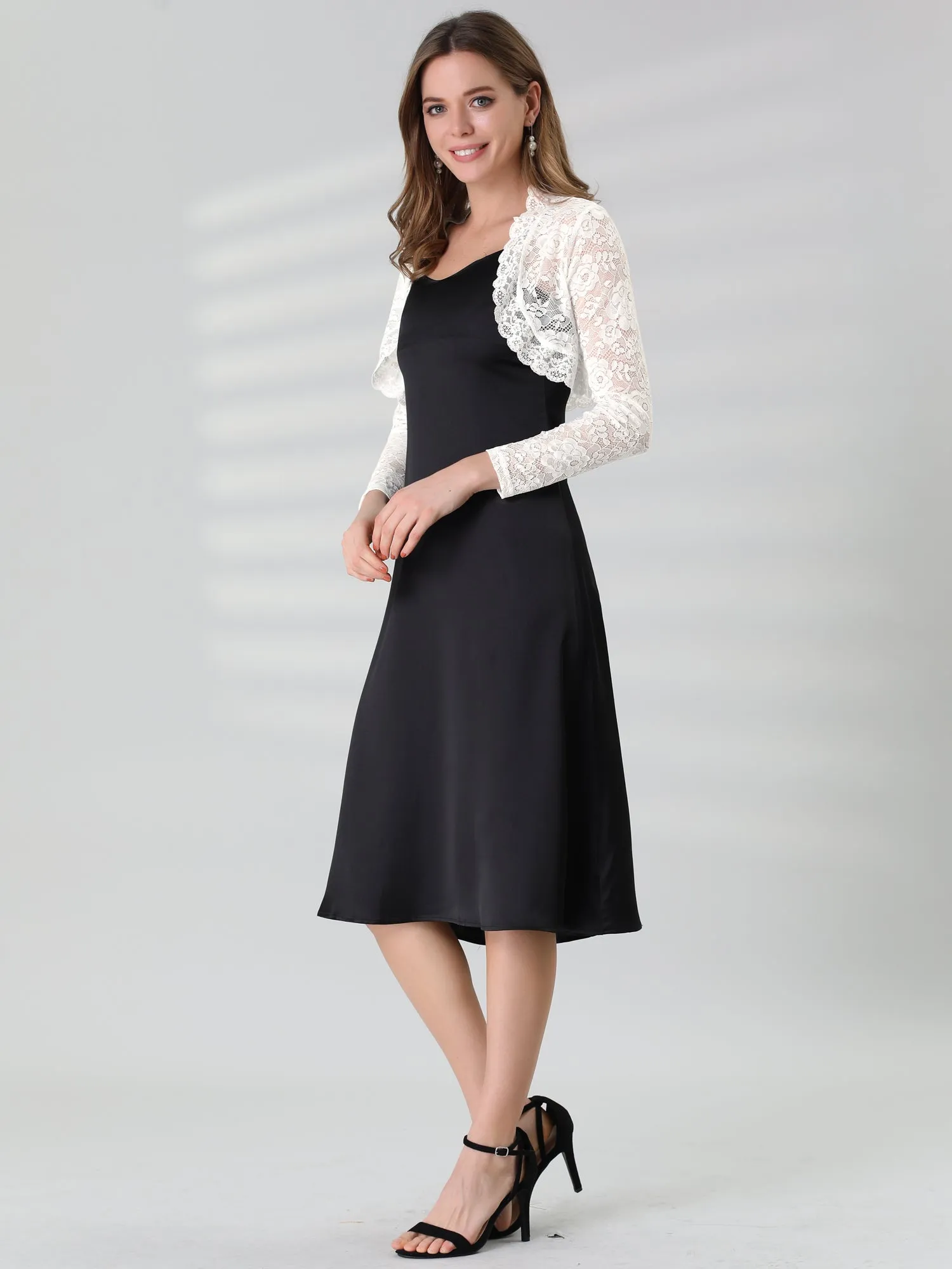 Elegant Sheer Floral Lace Cropped Bolero Shrugs