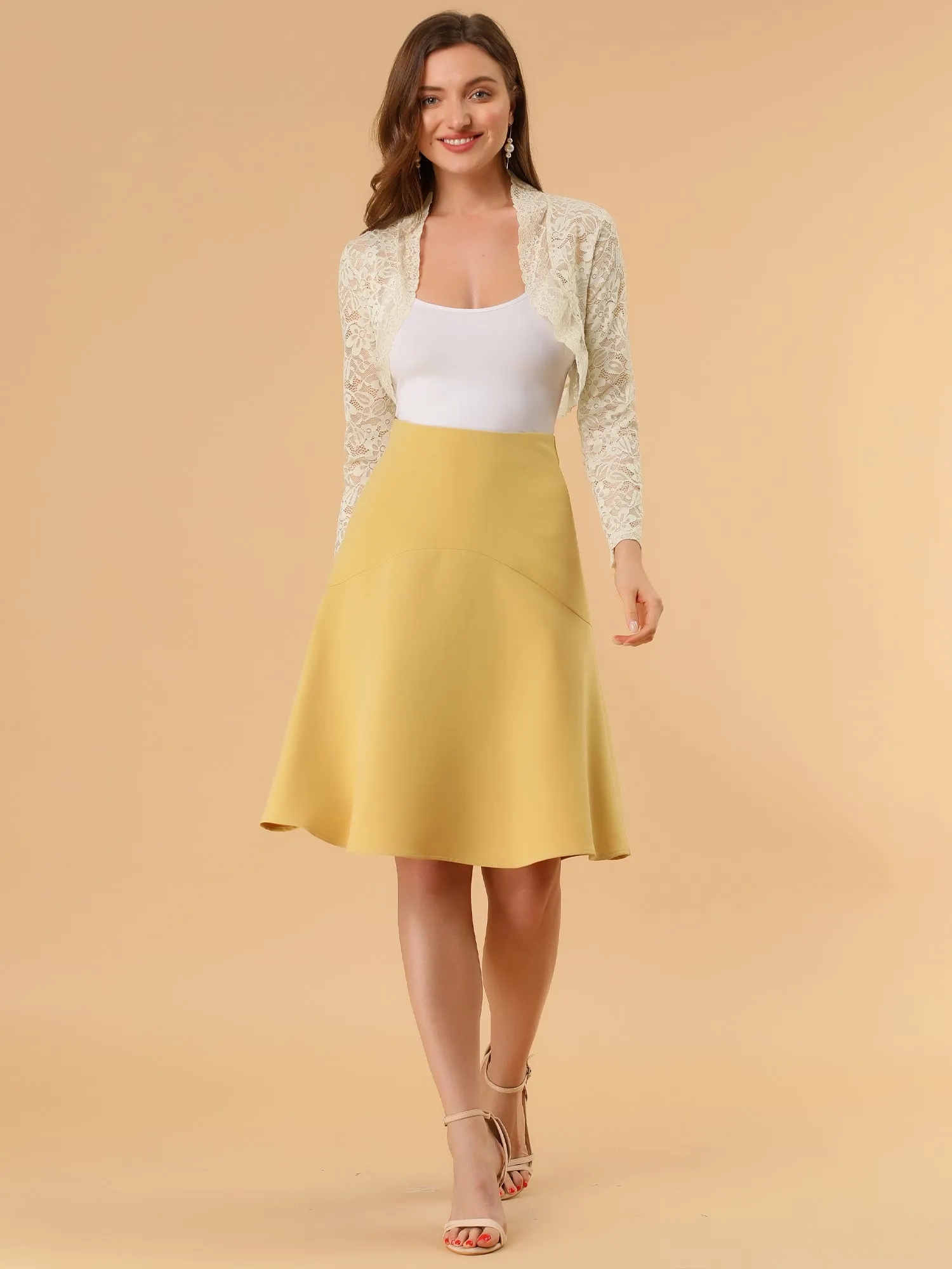 Elegant Sheer Floral Lace Cropped Bolero Shrugs