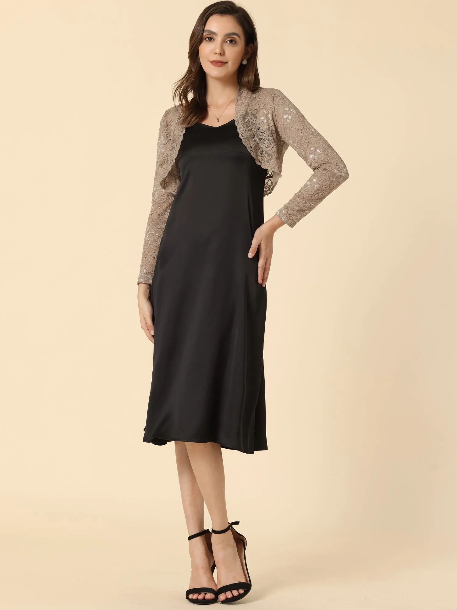 Elegant Sheer Floral Lace Cropped Bolero Shrugs