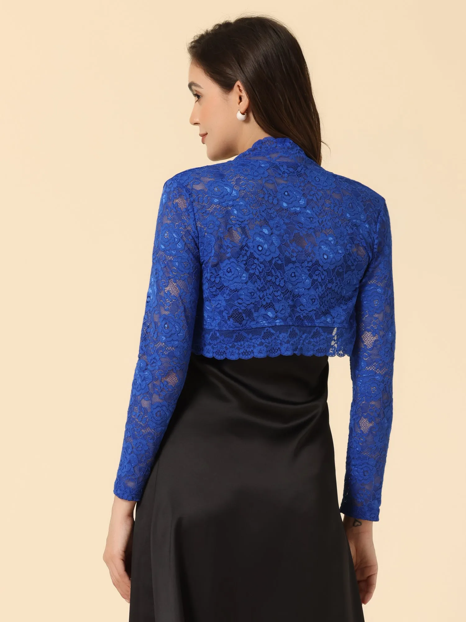 Elegant Sheer Floral Lace Cropped Bolero Shrugs