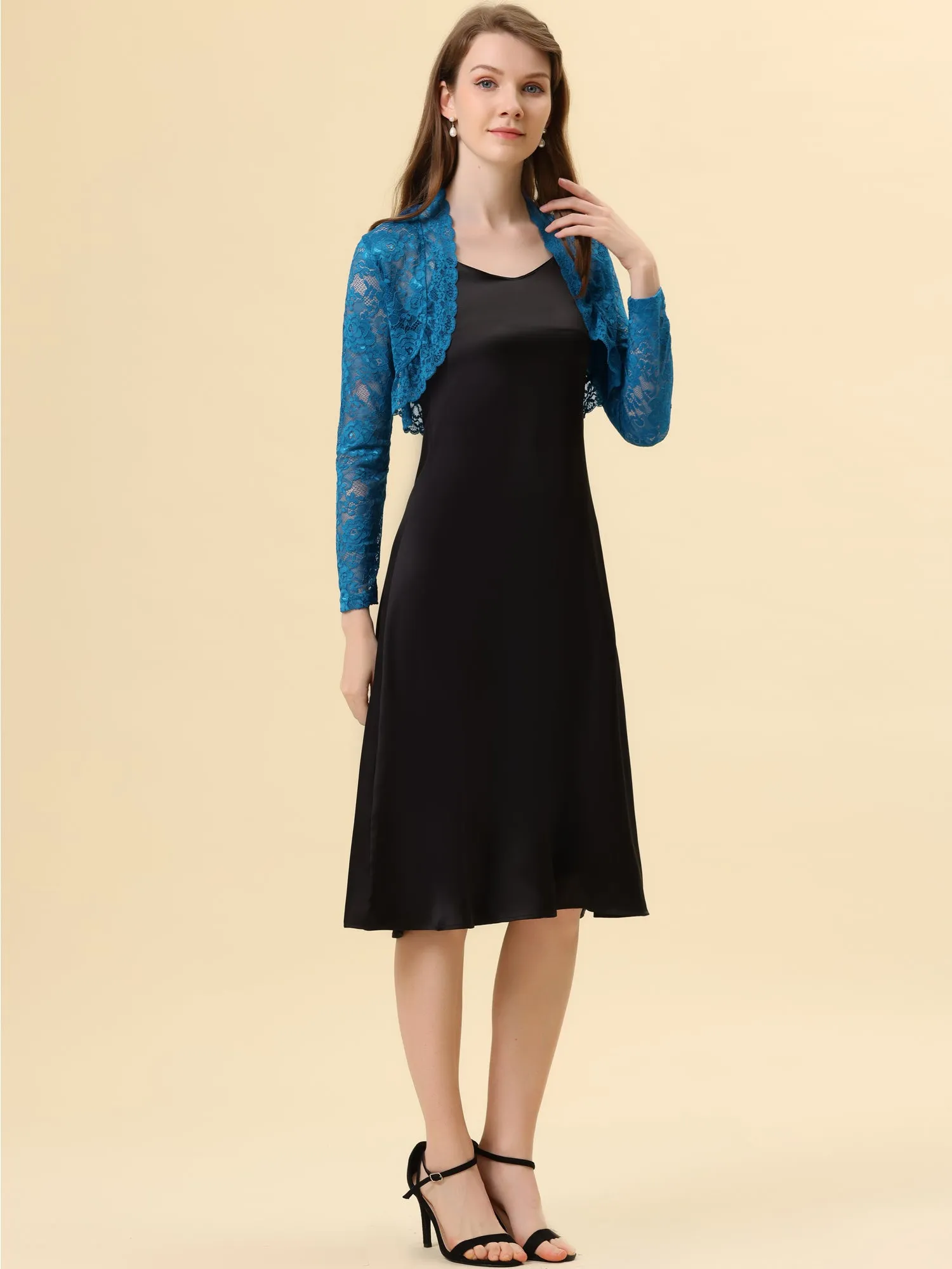 Elegant Sheer Floral Lace Cropped Bolero Shrugs