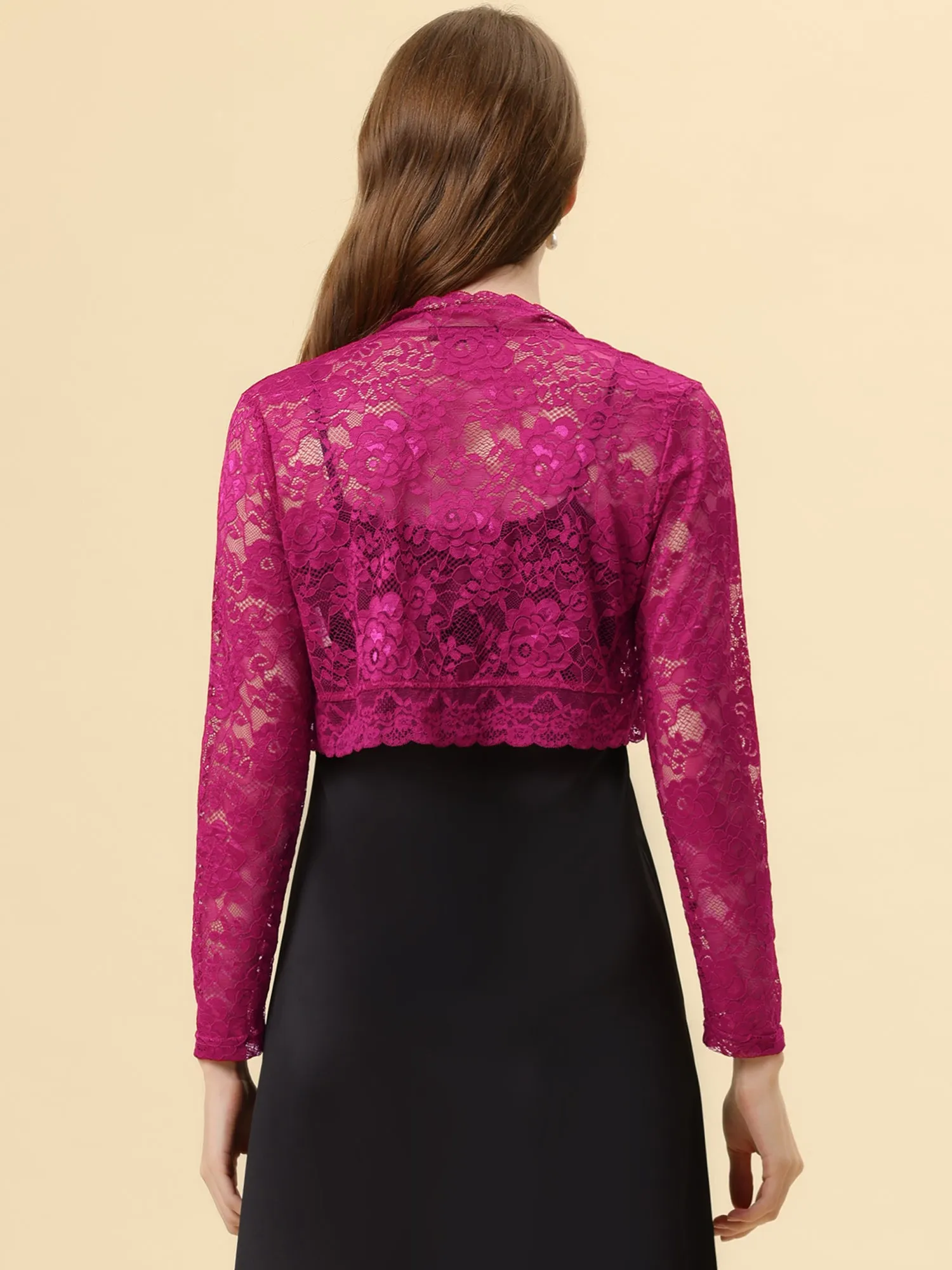 Elegant Sheer Floral Lace Cropped Bolero Shrugs