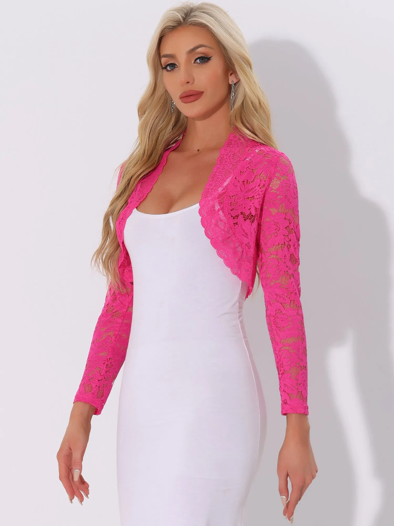 Elegant Sheer Floral Lace Cropped Bolero Shrugs