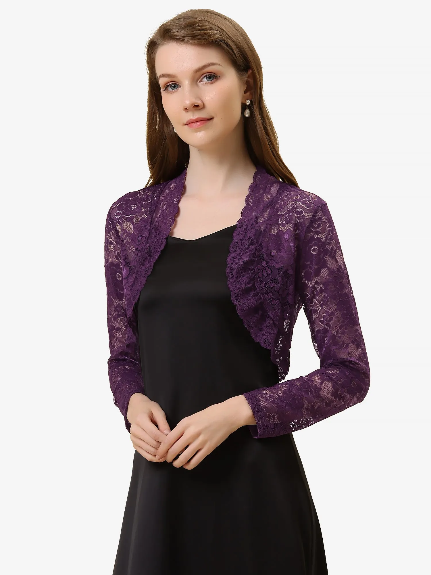 Elegant Sheer Floral Lace Cropped Bolero Shrugs
