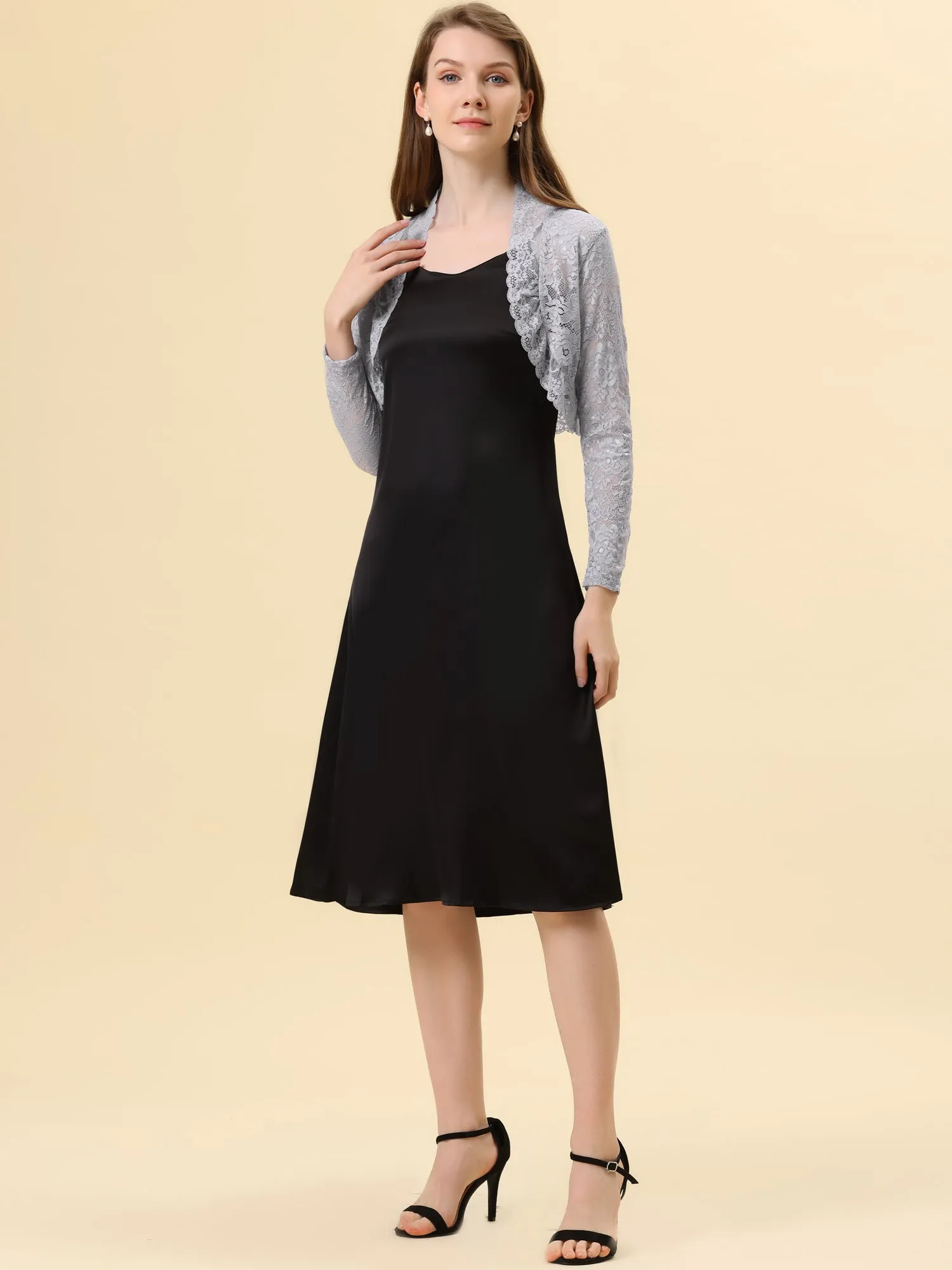 Elegant Sheer Floral Lace Cropped Bolero Shrugs