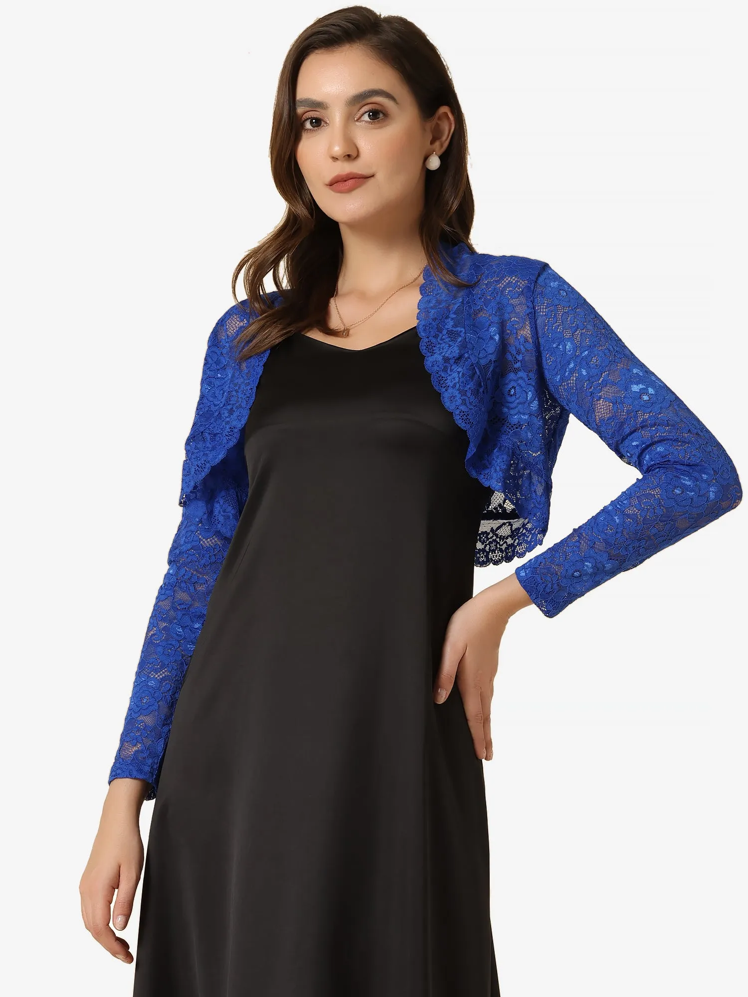 Elegant Sheer Floral Lace Cropped Bolero Shrugs