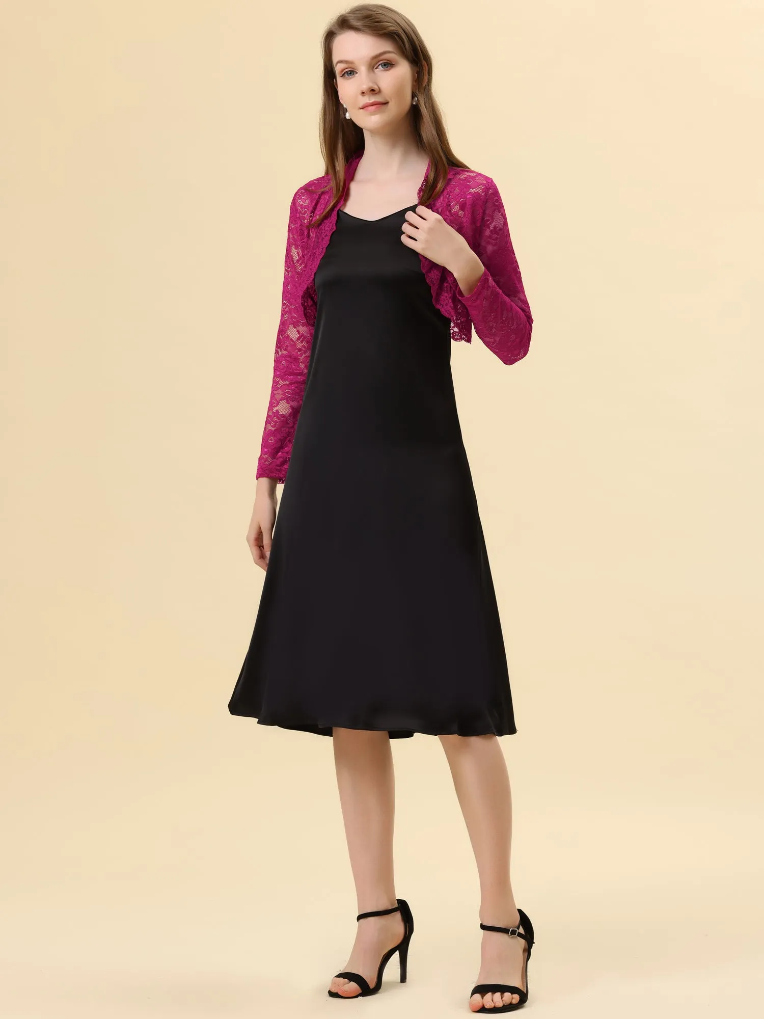 Elegant Sheer Floral Lace Cropped Bolero Shrugs