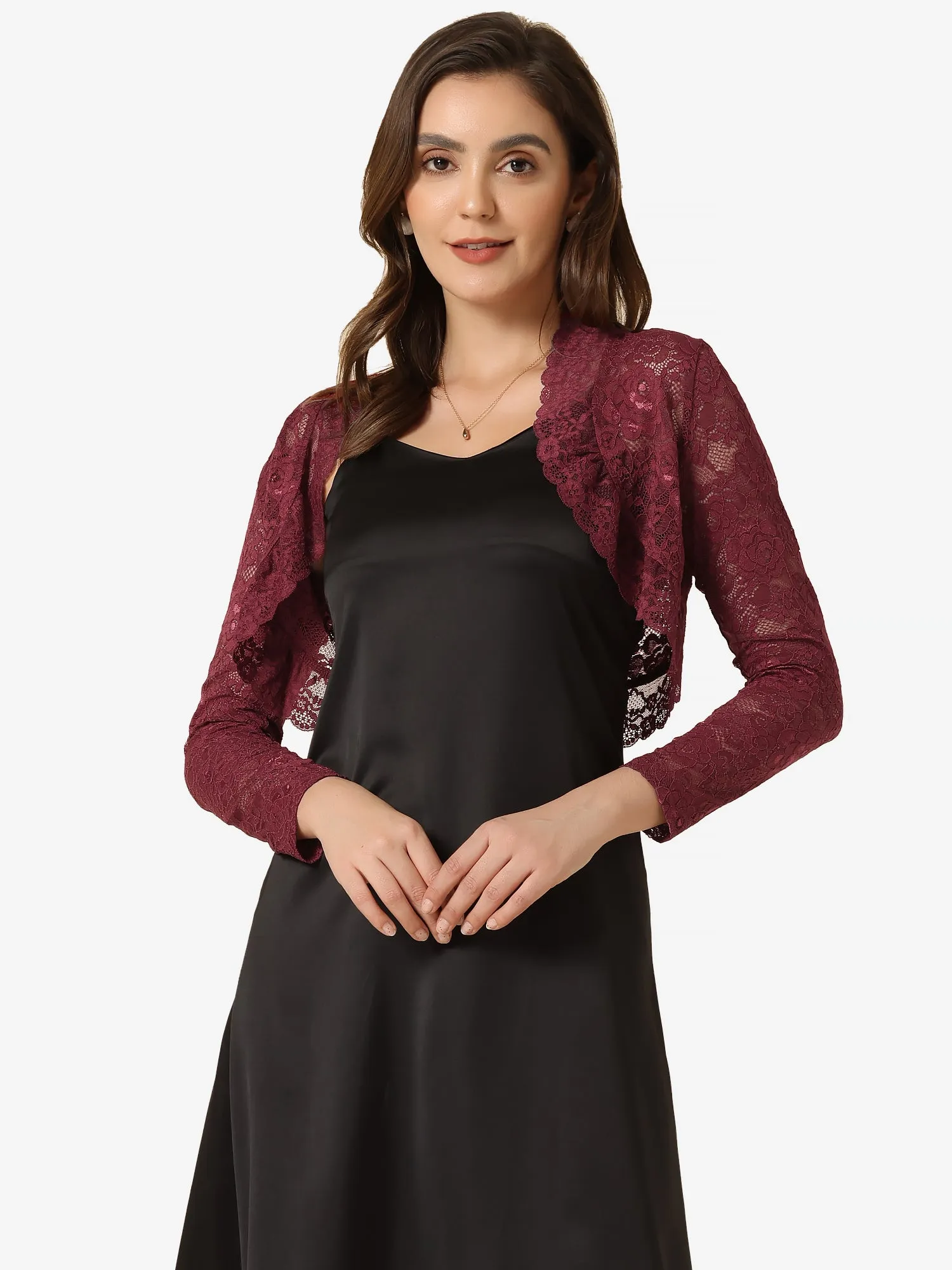 Elegant Sheer Floral Lace Cropped Bolero Shrugs