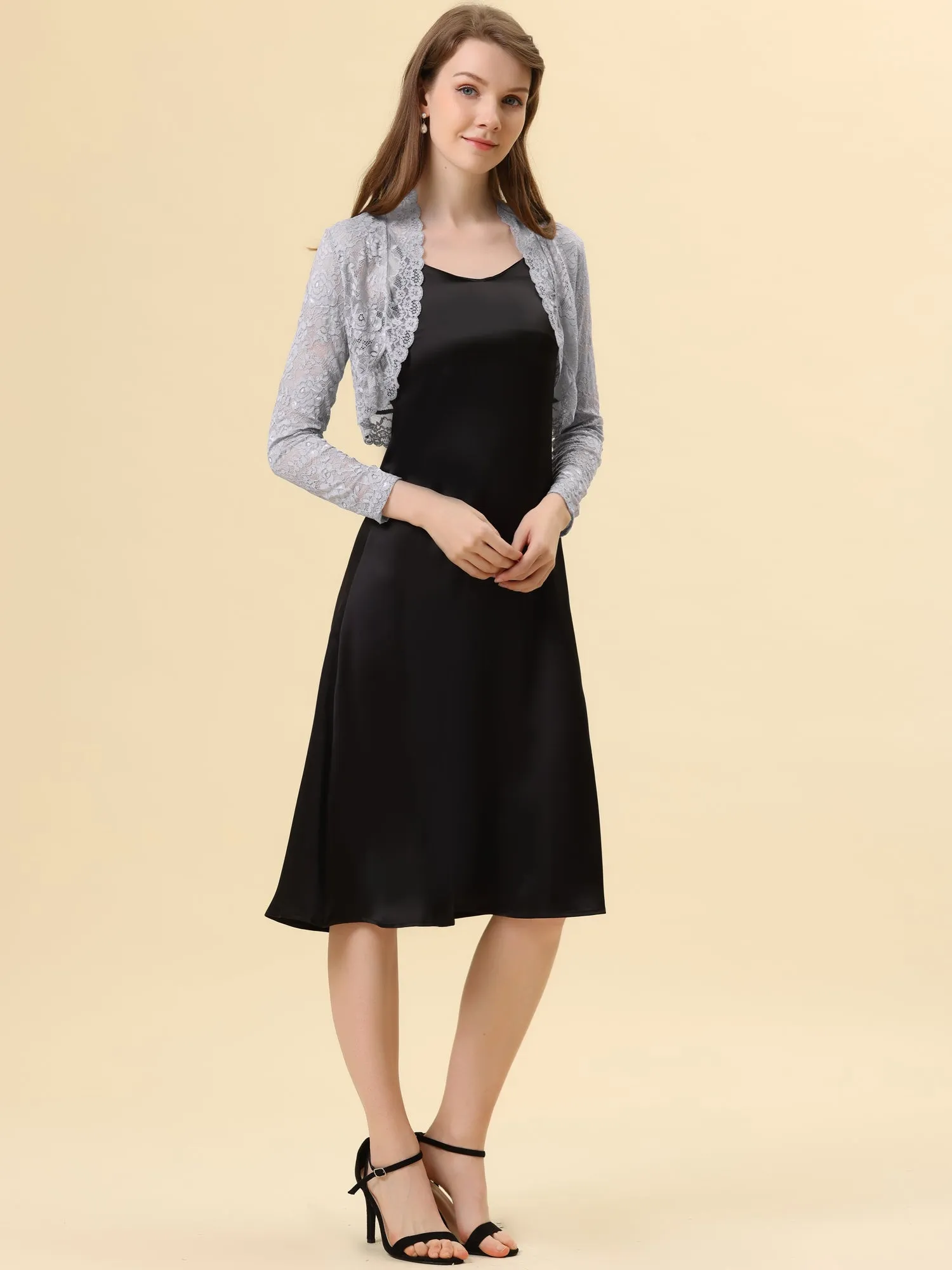 Elegant Sheer Floral Lace Cropped Bolero Shrugs