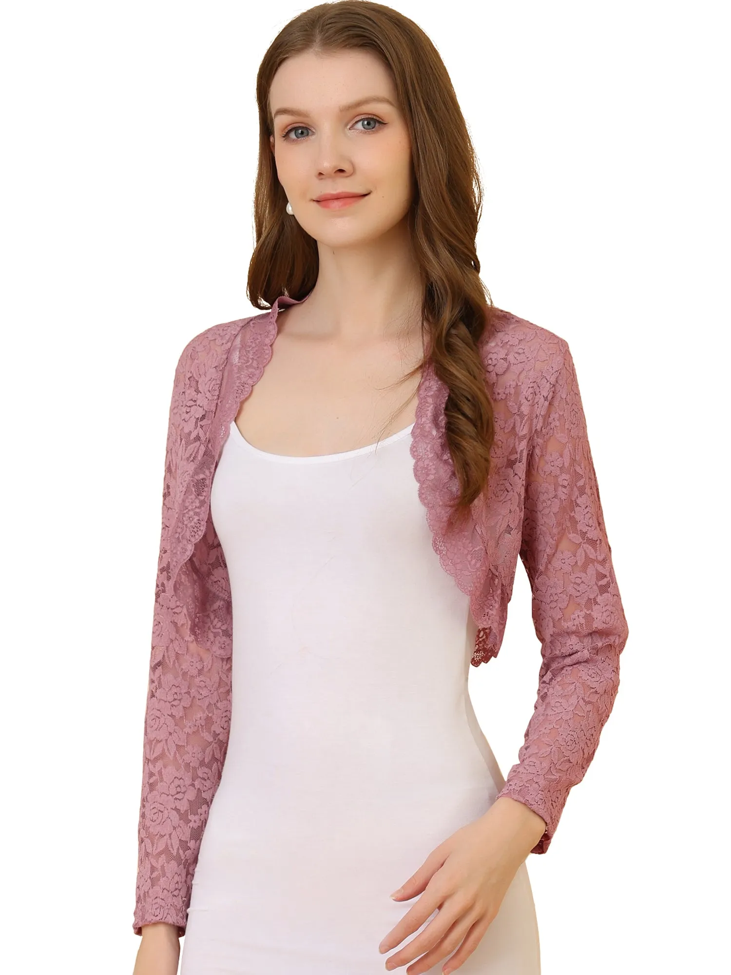 Elegant Sheer Floral Lace Cropped Bolero Shrugs